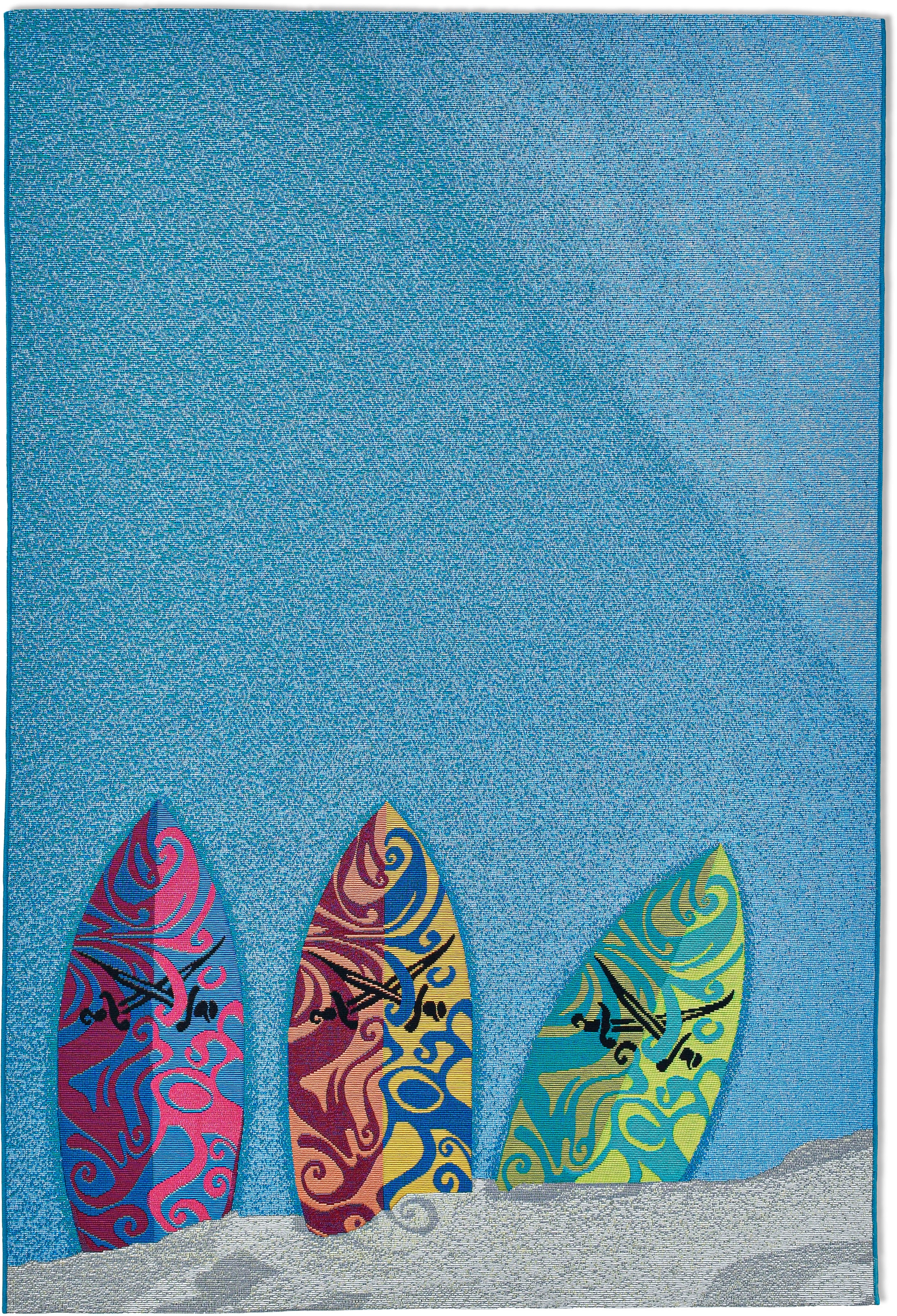 Sansibar Teppich »Rantum Beach SA-018«, rechteckig, 5 mm Höhe, Flachgewebe, modernes Design, Surfboards, In- und Outdoor geeignet