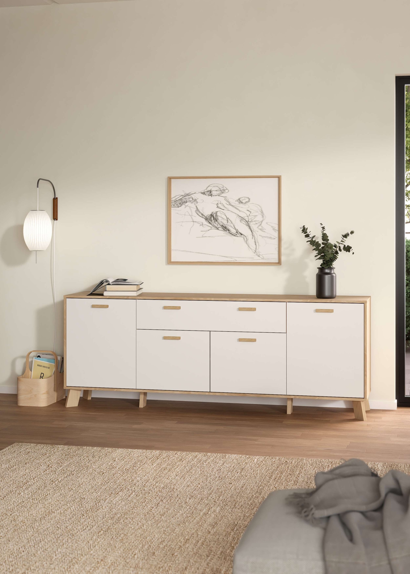 andas Sideboard »Ikast, Stauraum, Schubladenschrank, Aufbewahrung«, Breite 196 cm, 4 Türen, 2 Schubladen, Höhe 73 cm