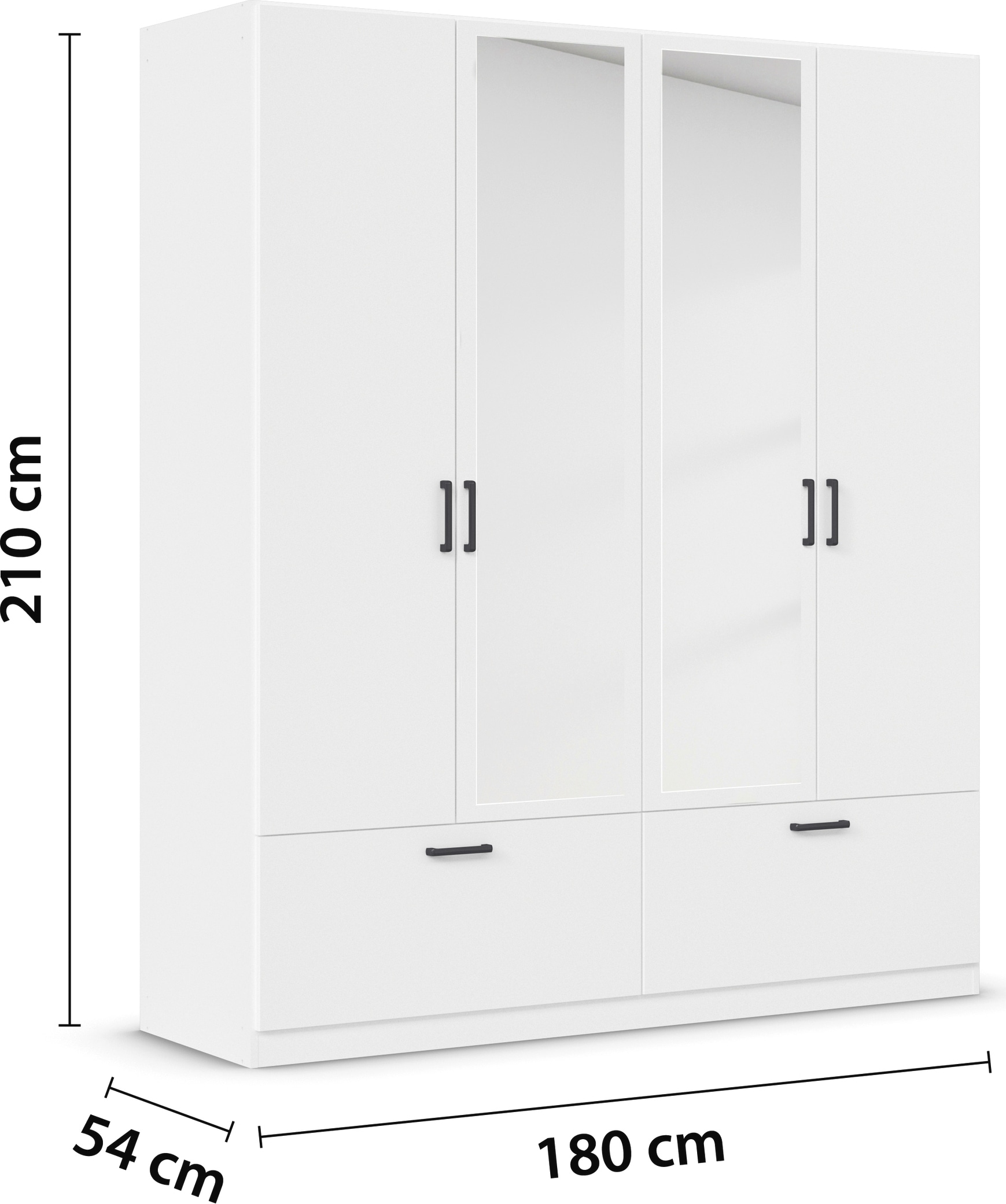 rauch Drehtürenschrank »Kleiderschrank Schrank Garderobe Wäscheschrank BARI mit Spiegel«, mit Schubkästen und modernem Griff in Graumetallic MADE IN GERMANY