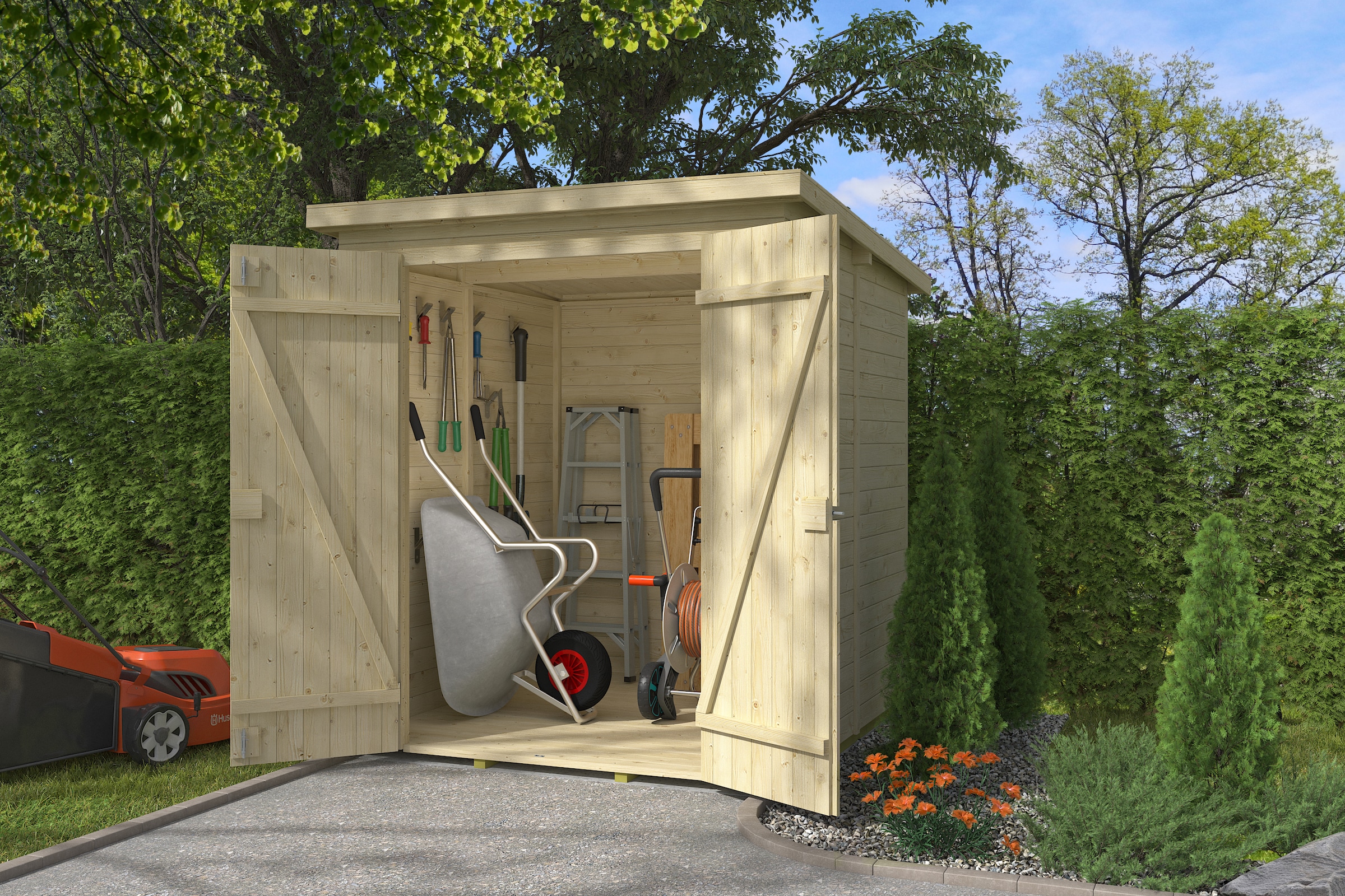 NORDIC HOLZ Gartenhaus »Elementhaus KENT 3.2« Naturbelassen