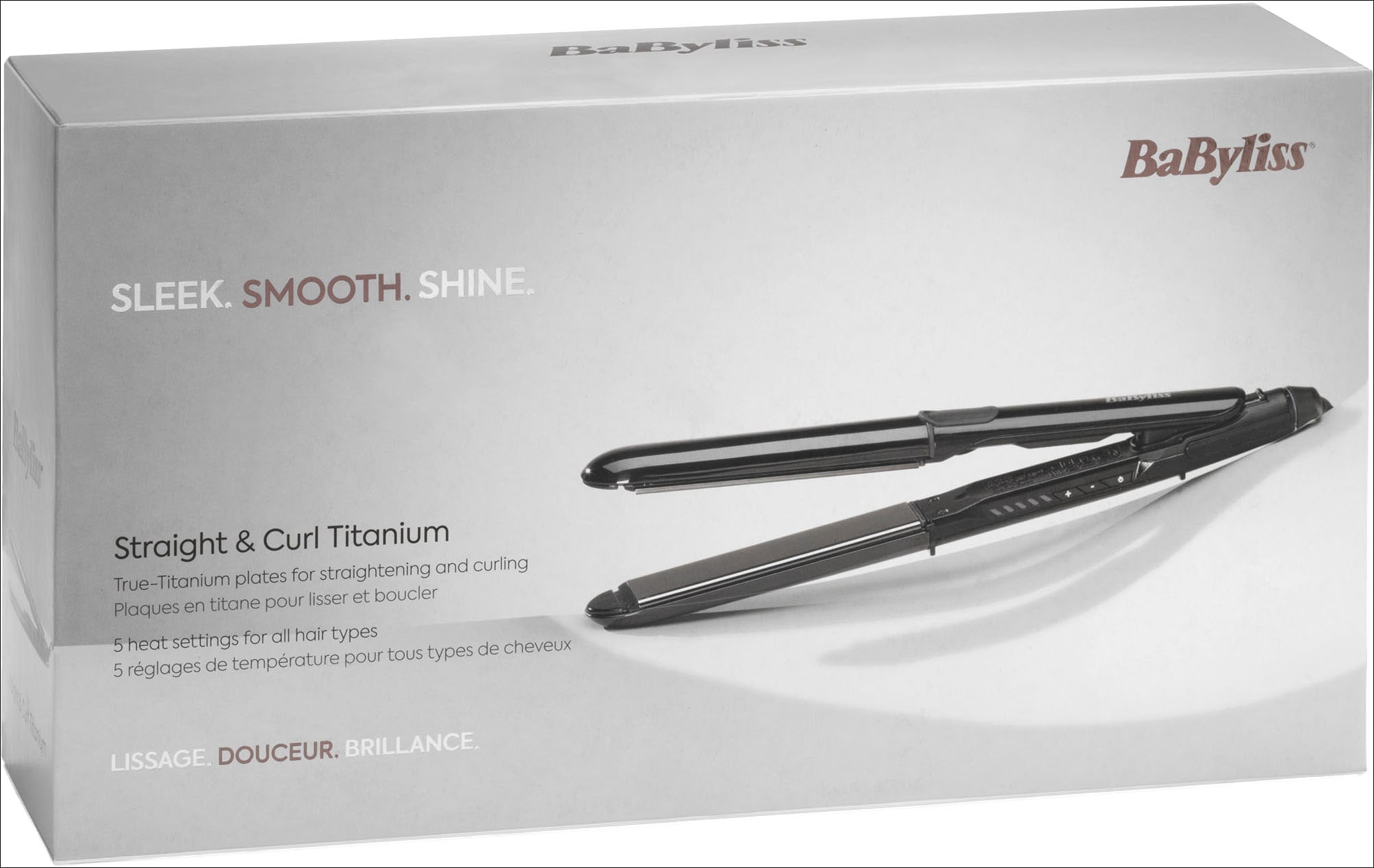 BaByliss Glätteisen »Straight & Curl Glätteisen zum Glätten und Locken, ST486E« Titan-Keramikplatten, Ionen-Technologie, 5 Temperaturen
