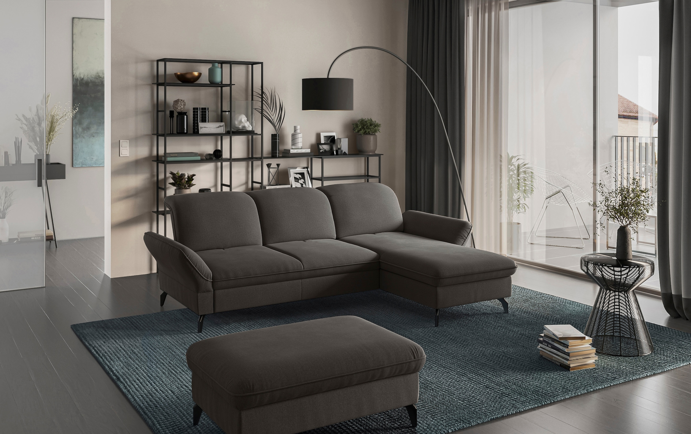 sit&more Ecksofa »Leandro L-Form«, Wahlweise mit Bett-, Kopfteil - und Armlehnfunktion, sowie Bettkasten