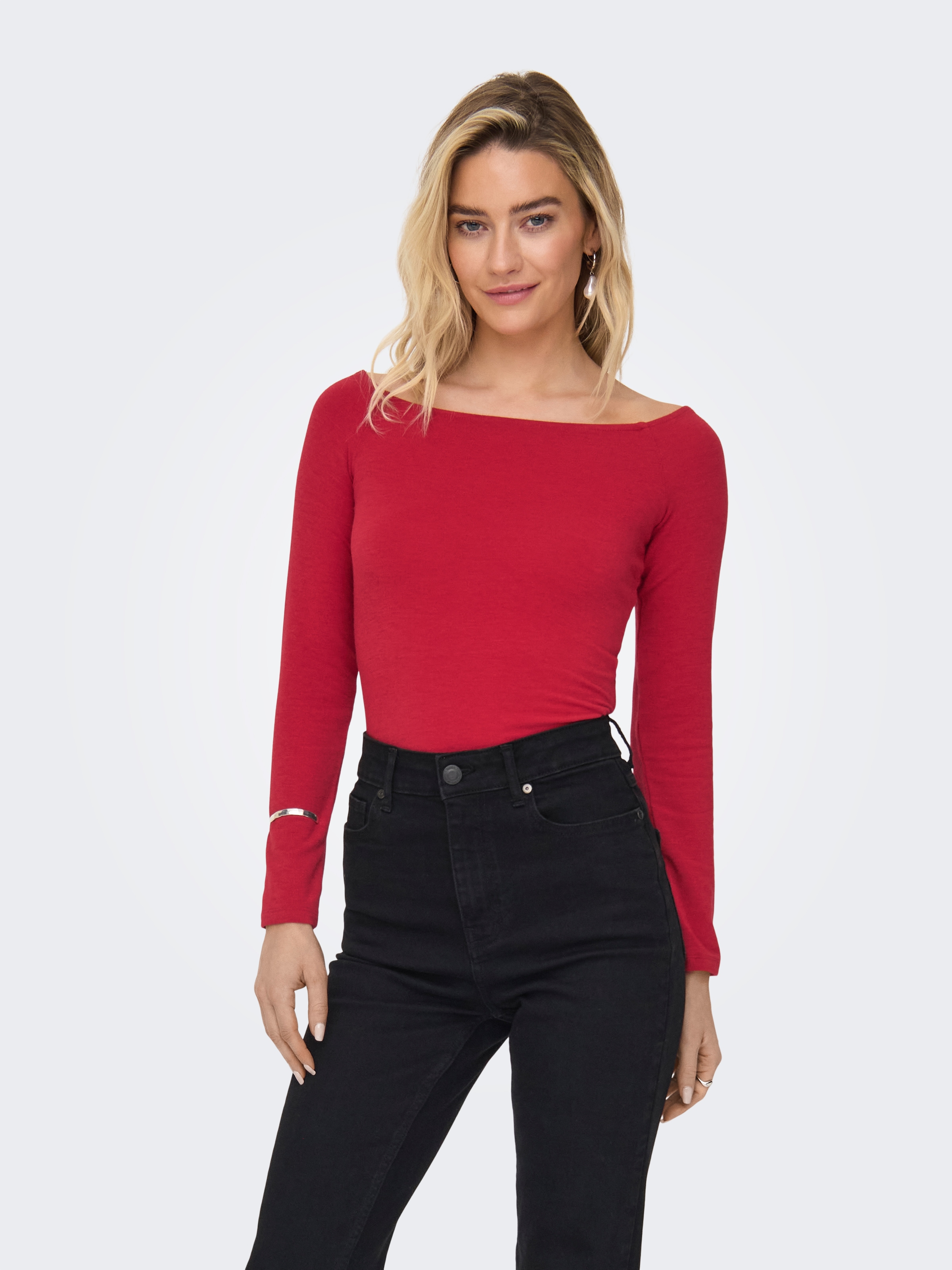 ONLY Langarmshirt »ONLGLAMOUR L/S BOAT NECK TOP BOX CC JRS«