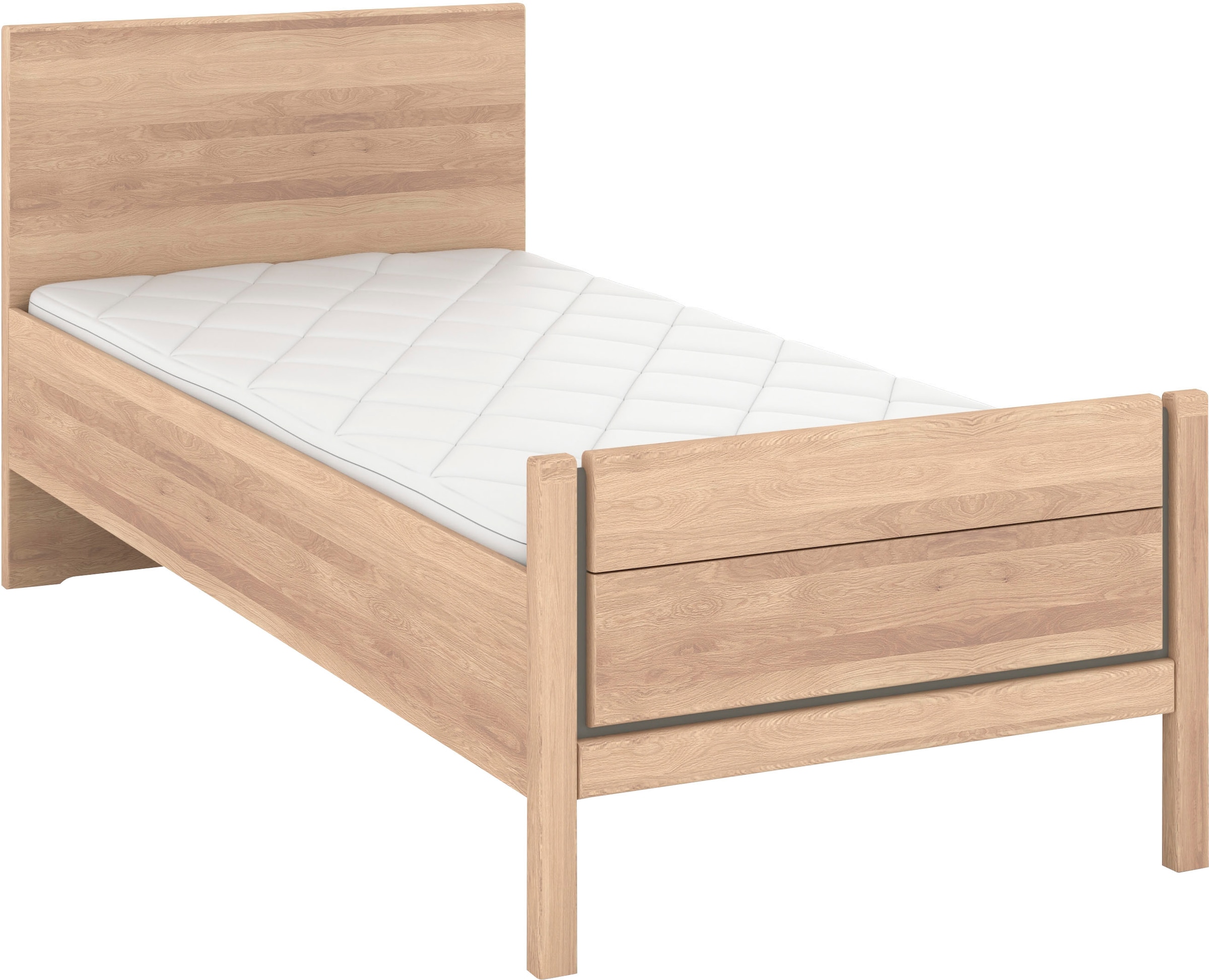Musterring Holzbett »Sorrent, Bettgestell, Bettrahmen, teilmassiv Eiche«, (MADE IN GERMANY), Eiche teilmassiv, Liegehöhenverstellung, Stollenfußteil