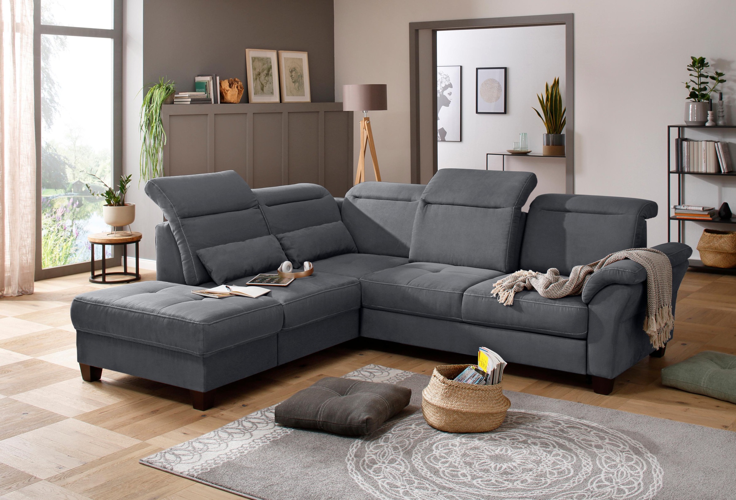 Home affaire Ecksofa »Solvei L-Form«, wahlweise auch mit Kopfteilverstellun günstig online kaufen