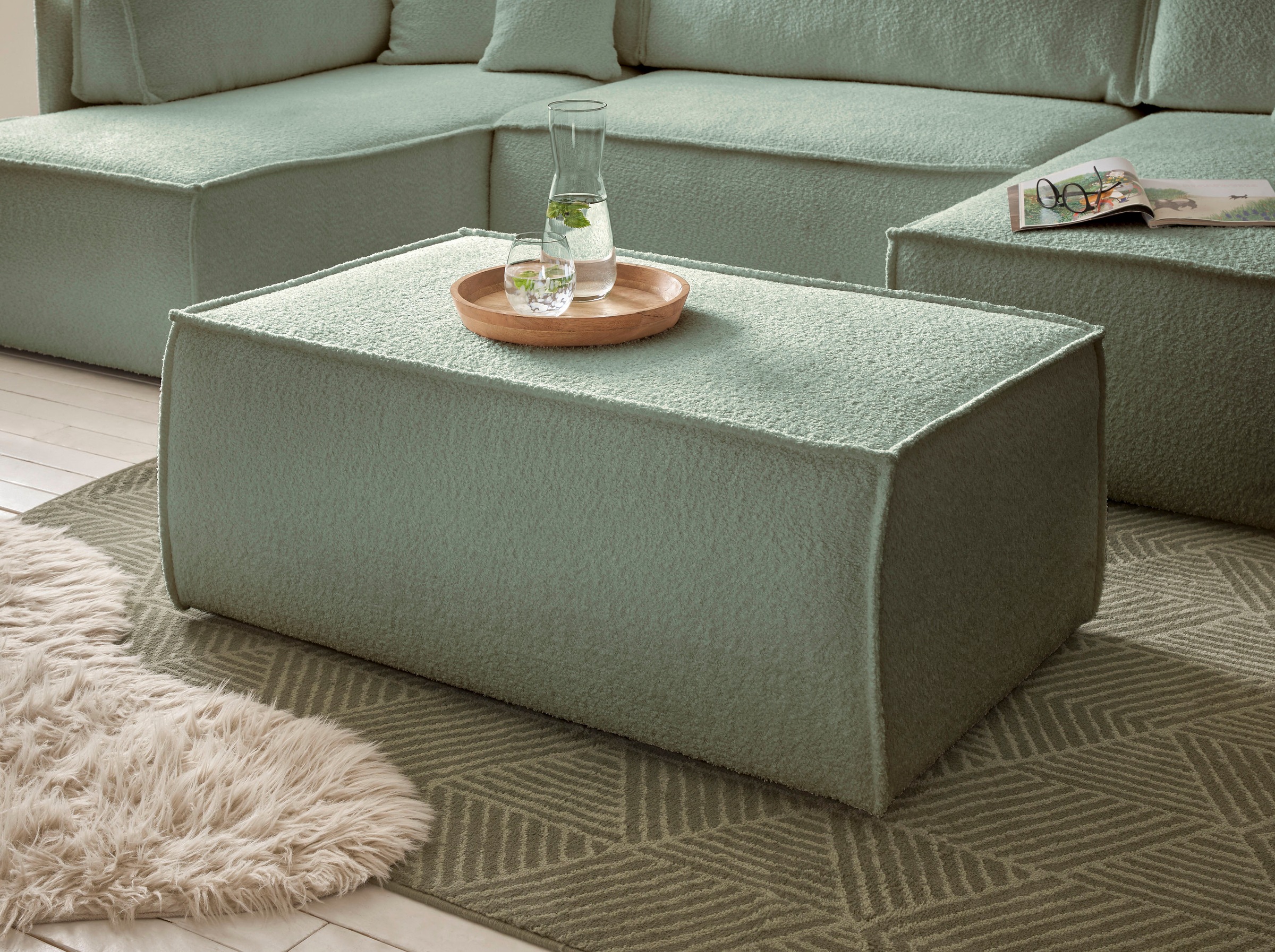 OTTO home Hocker »FINNLEY, Polsterhocker in Bouclé, Struktur fein u. Mega C günstig online kaufen