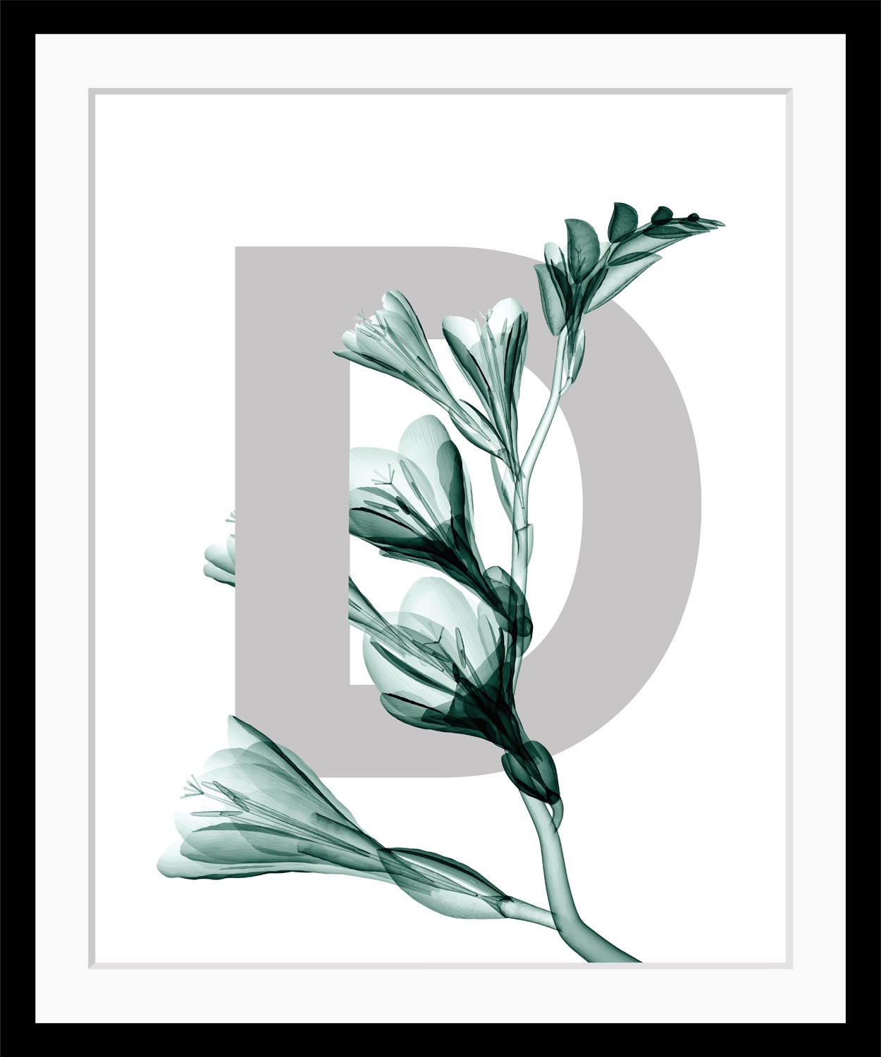 queence Bild »D-Flower«, Buchstaben, Blume, Blätter, gerahmt günstig online kaufen