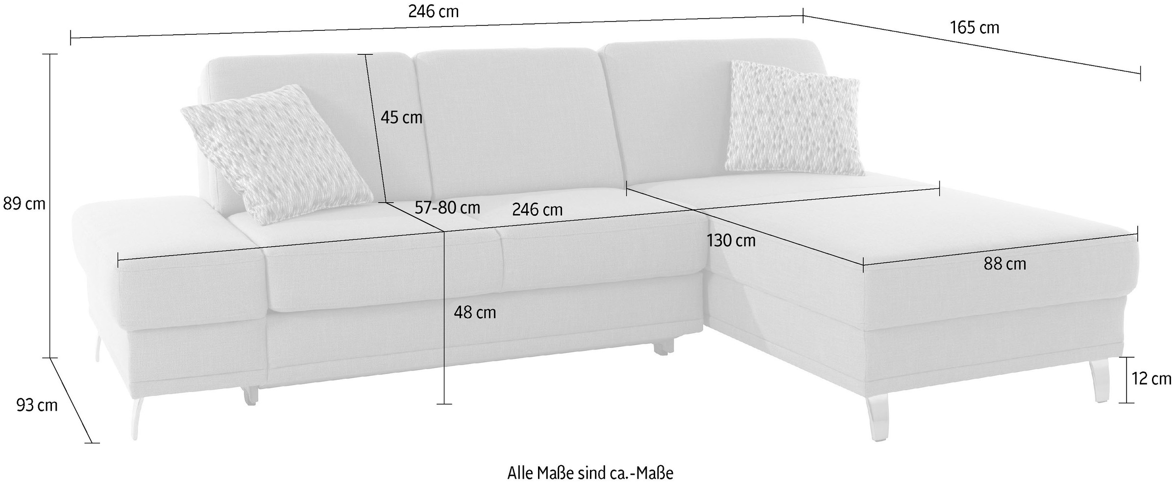 sit&more Ecksofa »Clio L-Form«, wahlweise mit Bettfunktion oder Vorziehsitz und Bettkasten, Federkern