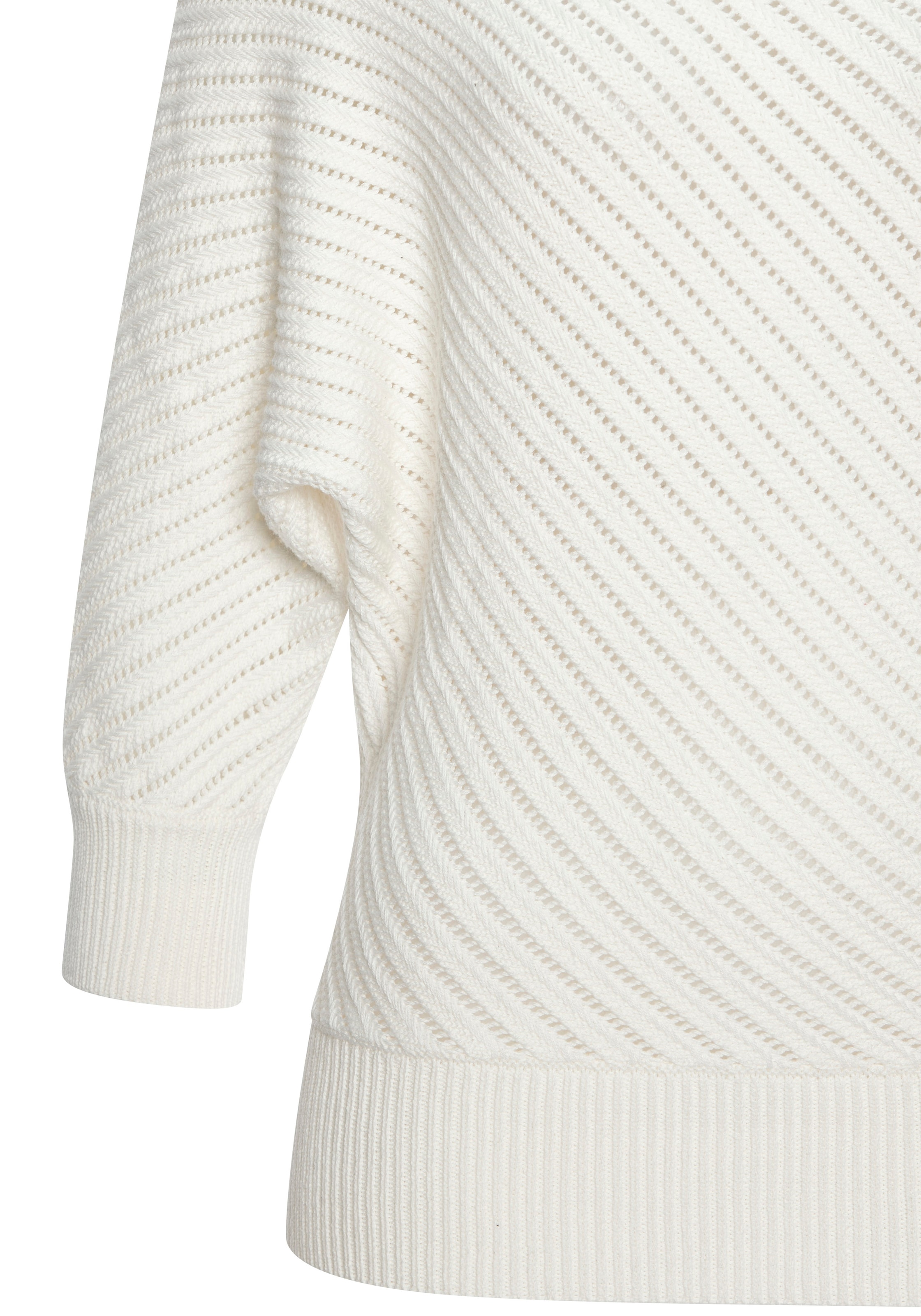 LASCANA 3/4 Arm-Pullover »mit diagonalem Strickmuster« Eleganter Fledermauspullover, weicher Strickpullover, bequem, Basic