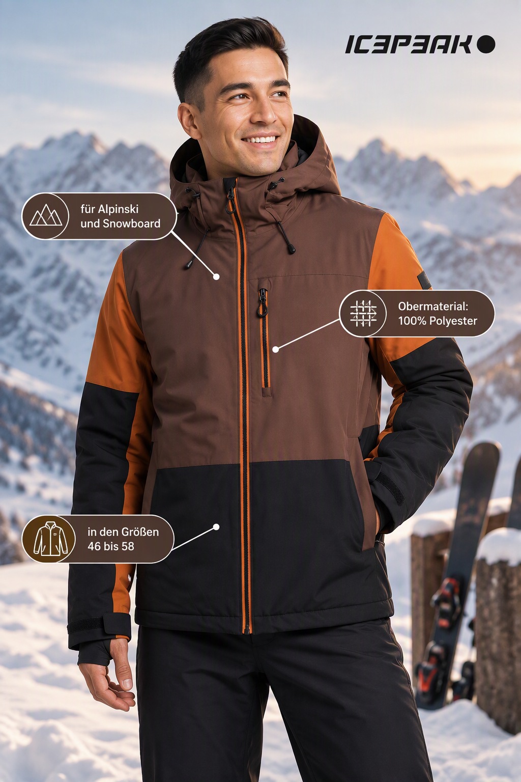 Icepeak Skijacke »ICEPEAK CHESTER« für Alpinski und Snowboard, aus Polyester, in den Größen 46 bis 58