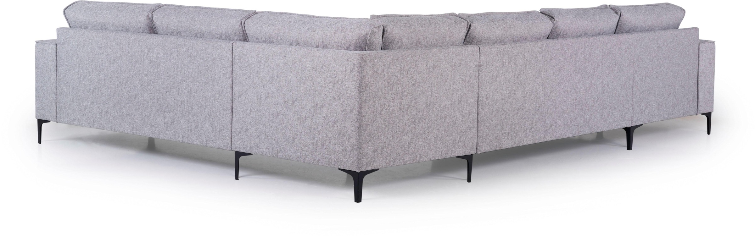 Places of Style Wohnlandschaft »XXL Sofa Oland, Struktur, Flachgewebe, Luxus-Microfaser, Boucle«, U-Form, 342 cm, Wellenunterfederung, Skandi-Design, Metallfüße