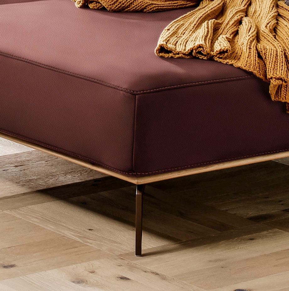 W.SCHILLIG Ecksofa »run, Designsofa mit tollem Sitzkomfort, L-Form«, mit Holzsockel, Füße in Bronze pulverbeschichtet, Breite 299 cm