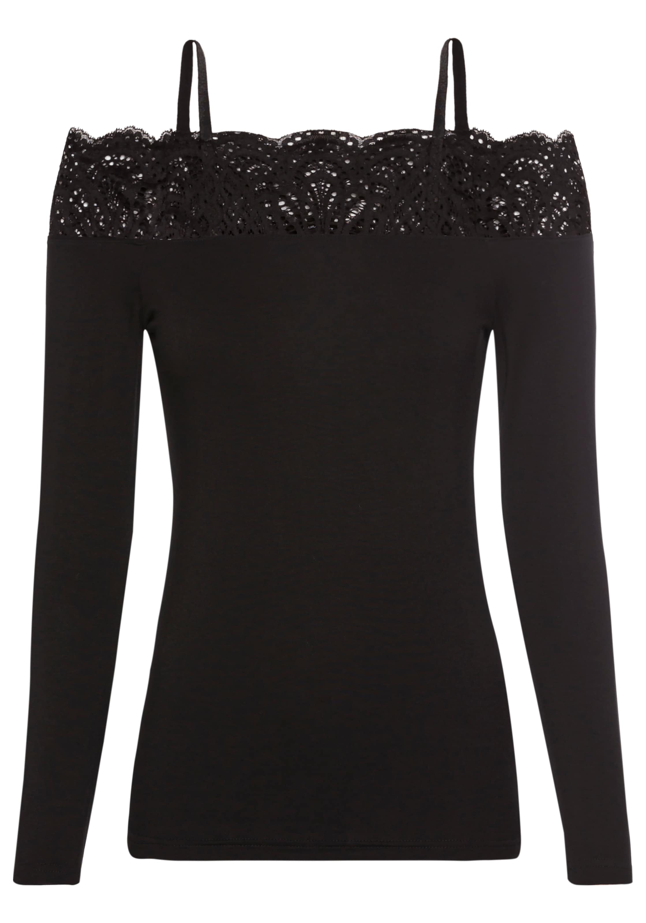 Laura Scott Spitzenshirt mit modischem Carmenausschnitt