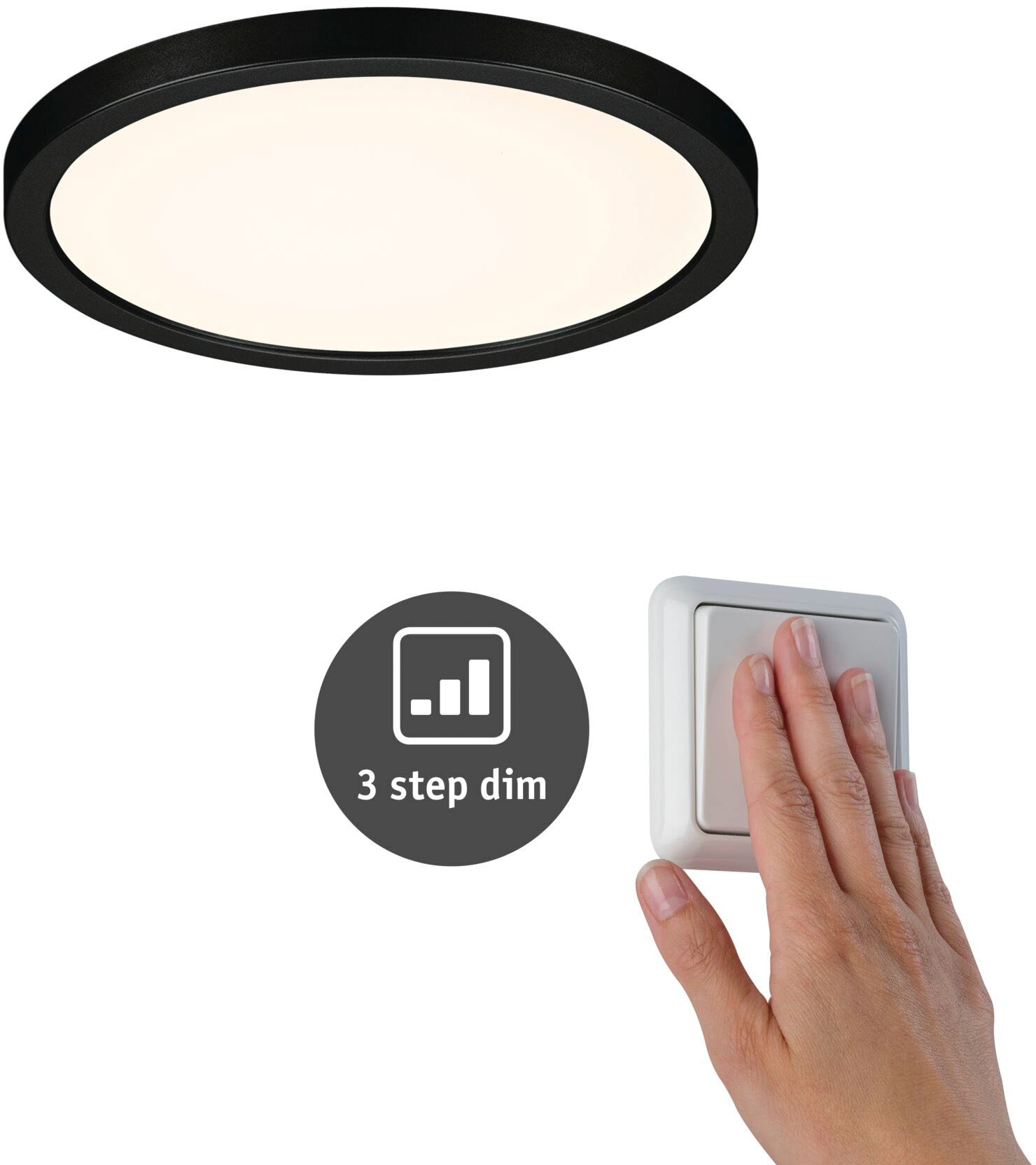 Paulmann LED Einbauleuchte »LED Einbaupanel Areo VariFit IP44 rund 175mm 3000K Schwarz dimmbar«, 1 flammig, LED Einbaupanel Areo VariFit IP44 rund 175mm 3000K Schwarz dimmbar