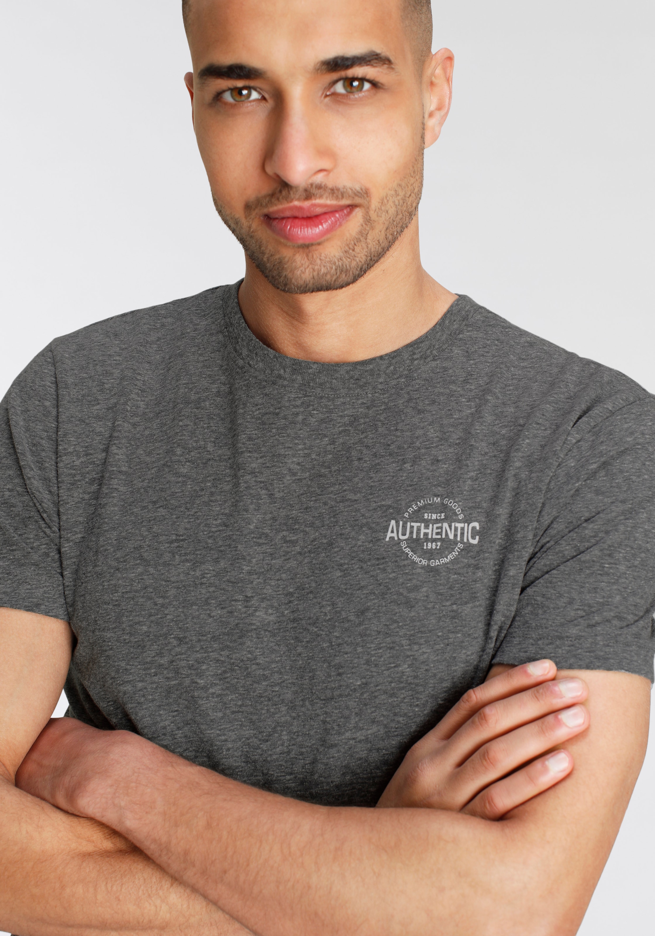 AJC T-Shirt, in besonderer Melange Optik und mit Logo Print online kaufen