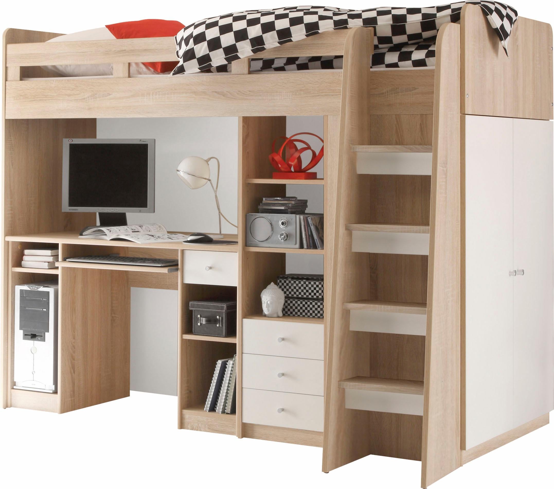 Begabino Hochbett »Unit«, mit Kleiderschrank, Schreibtisch und Schubladen