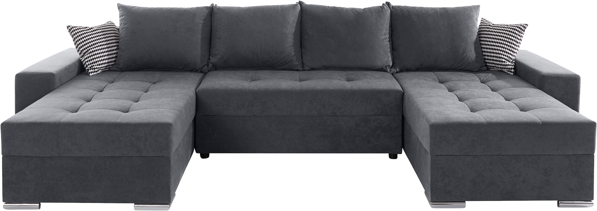 COLLECTION AB Wohnlandschaft »Josy XL U-Form, Breite: 313 cm« mit Bettfunktion, Bettkasten & 2 Zierkissen, Federkern