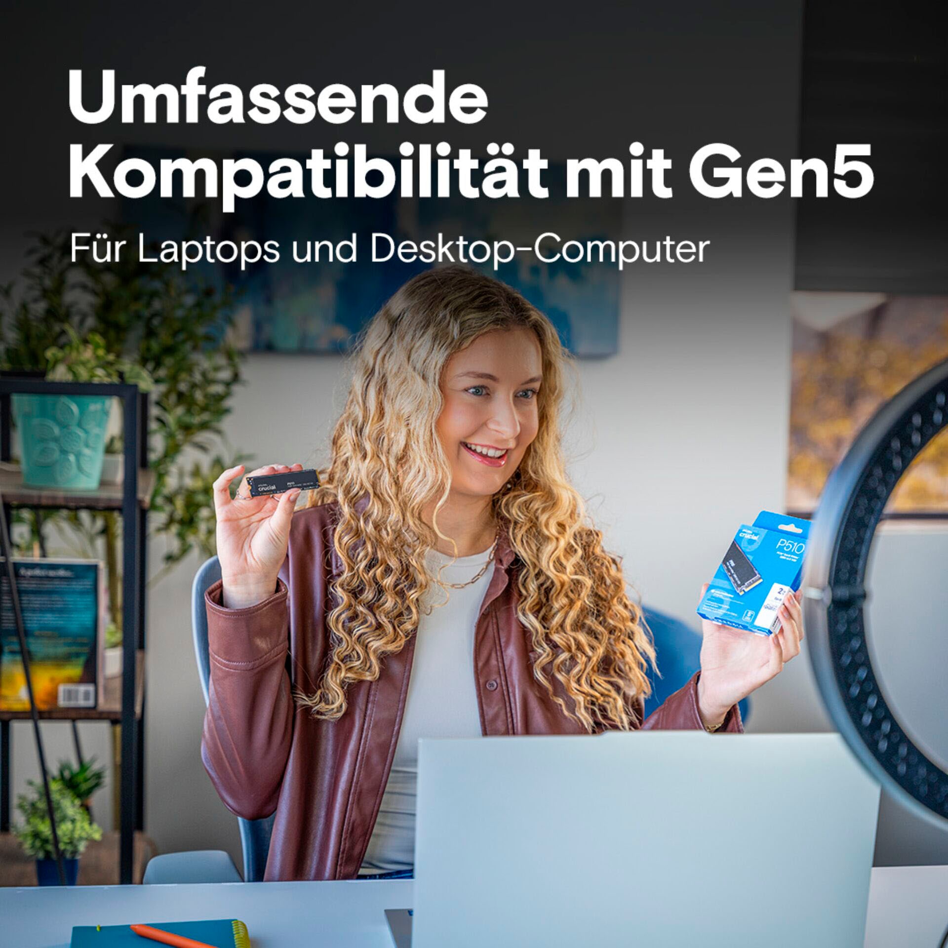 Crucial SSD-Festplatte »P510 Gen5 2280 2TB« 2000 GB Anschluss M.2 (2880)