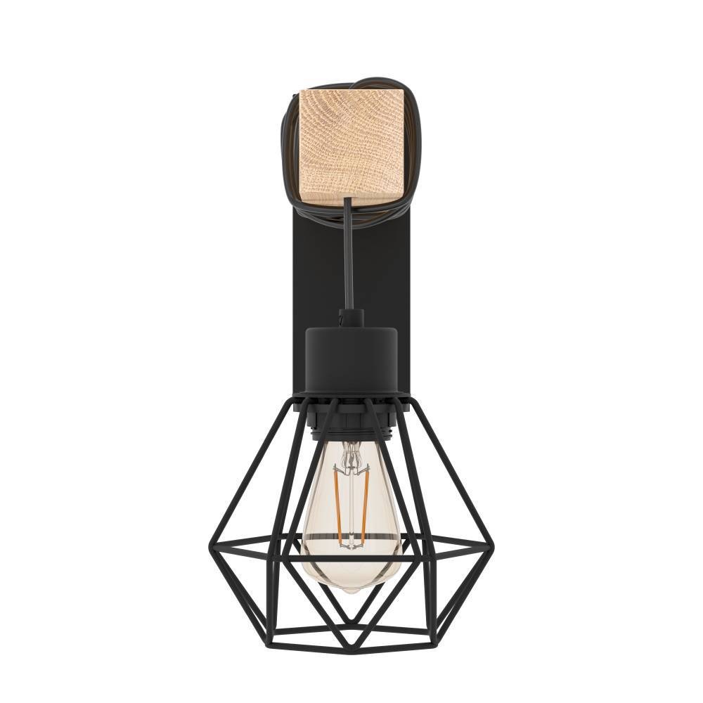 EGLO Wandleuchte »TOWNSHEND 5 Wandlampe, Stahl und Holz, E27, IP20, Wohnzimmerlampe«, 1 flammig, Leuchtmittel E27 | ohne Leuchtmittel, Wand-/Deckenleuchte, Wohnzimmer, L14 x H27,5 cm, schwarz, braun