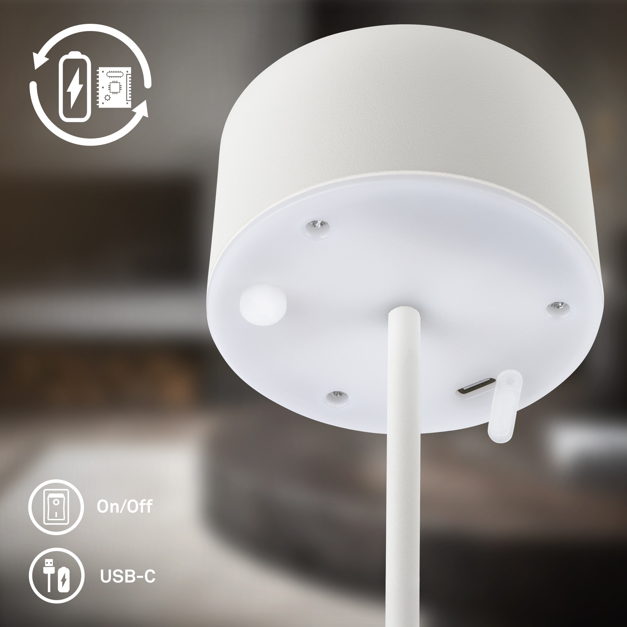 Briloner Leuchten LED Tischleuchte »KIRA« LED-Modul 1 Stk. Warmweiß 8x19 cm, Akku tauschbar, Indoor/Outdoor, Wohnzimmer, Flur, Balkon