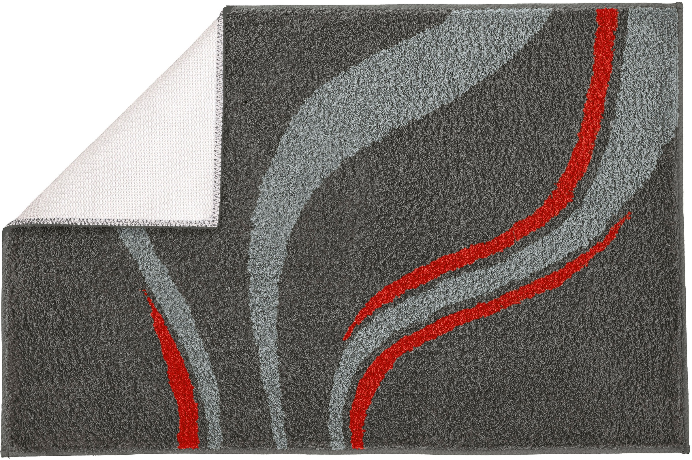 Kleine Wolke Badematte »»Vento«, Badvorleger, Badezimmer Teppich« Höhe 20 mm rutschhemmend beschichtet fußbodenheizungsgeeignet Badteppich, modernes Welledesign, besonders weich