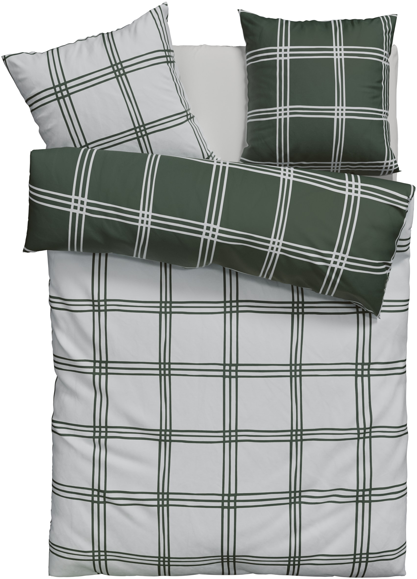 my home Wendebettwäsche »Karo« 2 Stk. tlg. karierte Bettwäsche aus Baumwoll günstig online kaufen