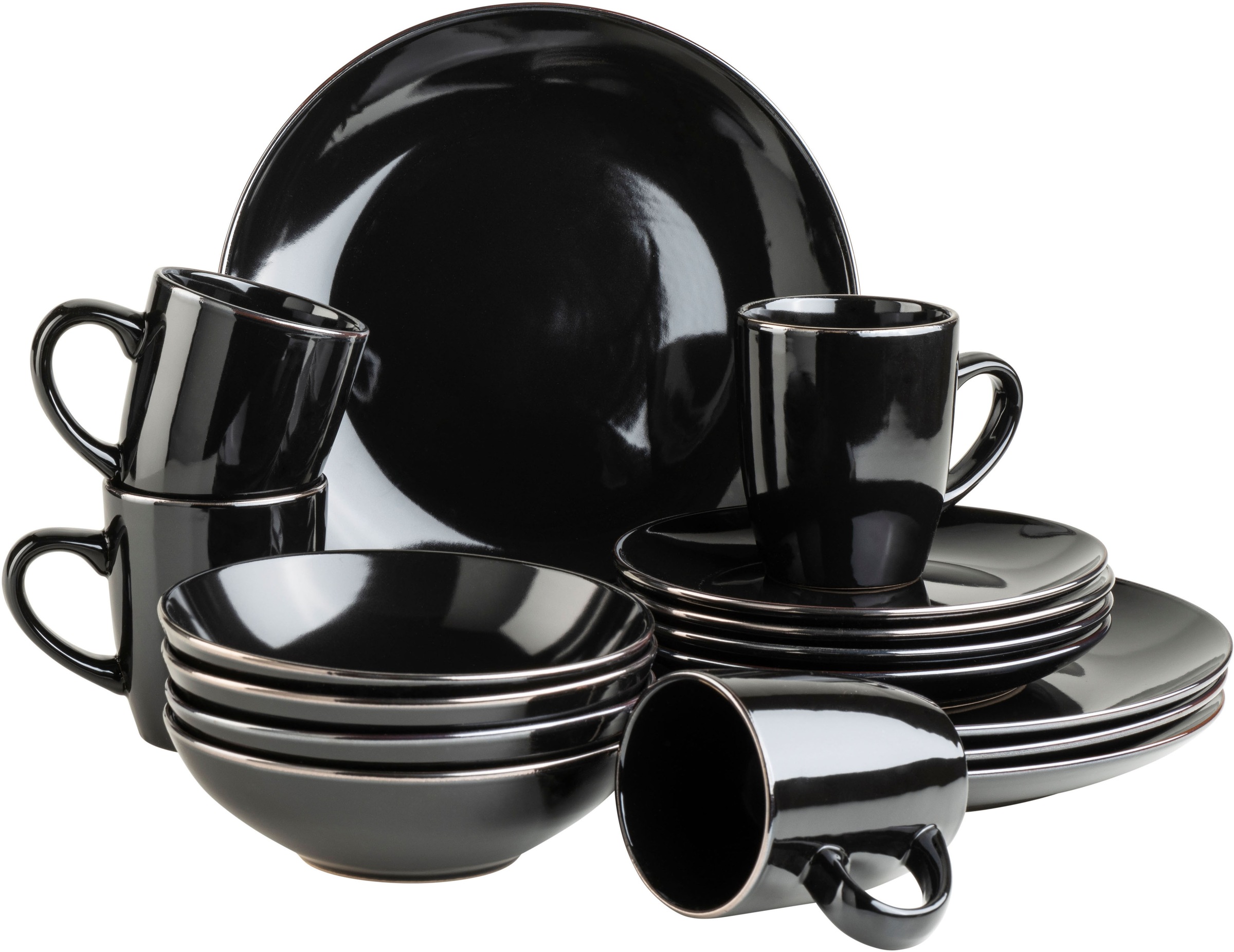 MÄSER Kombiservice »METALLIC RIM, Geschirr-Set, Steinzeug« günstig online kaufen