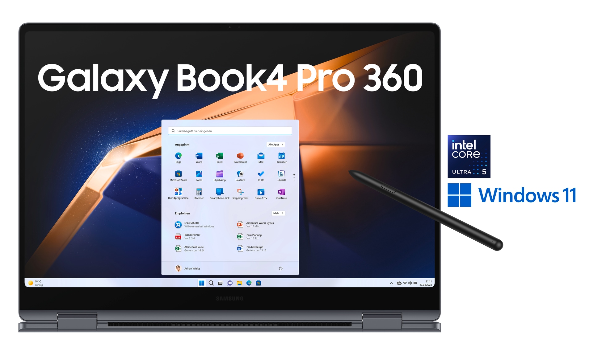 Samsung Convertible Notebook »NP960Q Galaxy Book4 Pro 360 16''«, 40,6 cm, / 16 Zoll, Intel, Core Ultra 5, 512 GB SSD, Intel Core Ultra 5 Prozessor, 16 GB + 512 GB