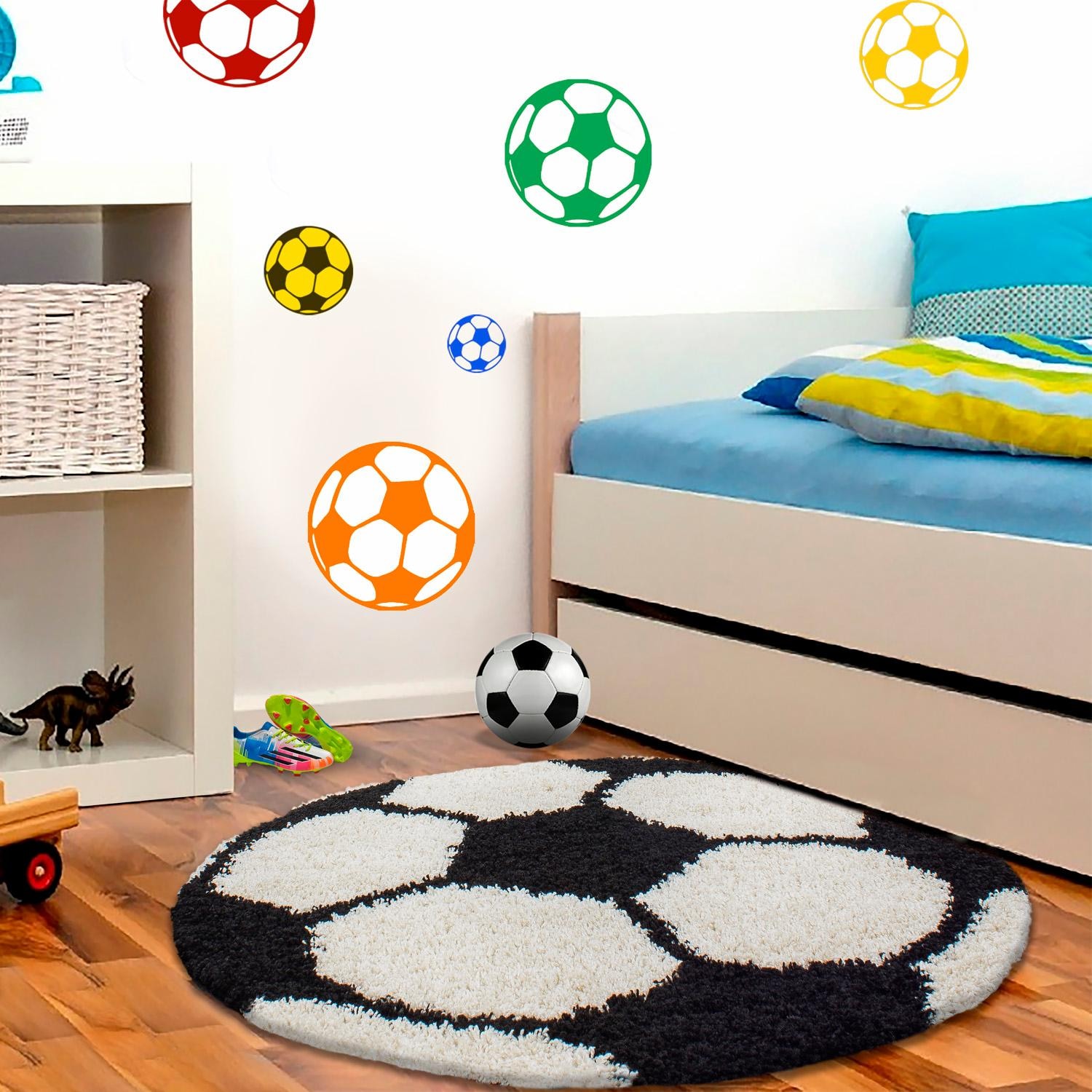 Ayyildiz Teppiche Kinderteppich »Fun 6001«, rund, 30 mm Höhe, Fußball Design