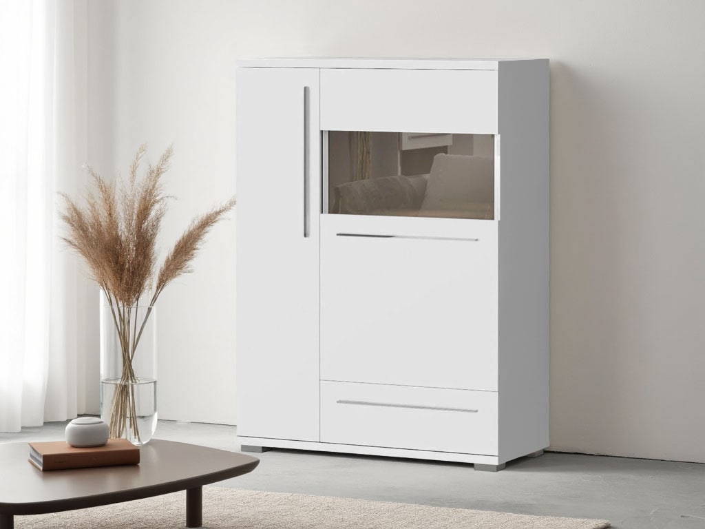 Places of Style Highboard »Piano Vitrine«, (H/B/T): 123/90/40,2cm), UV lackiert, Soft-Close Funktion