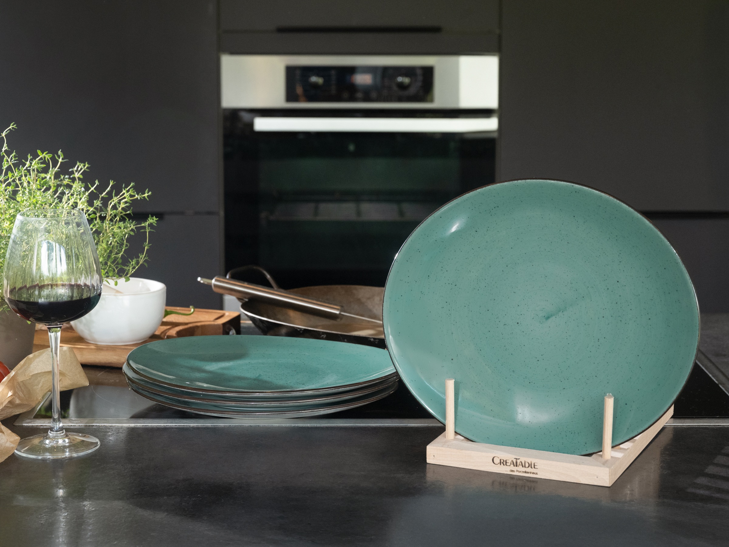 CreaTable Steakteller »Vintage Nature, Teller-Set, 4-tlg.« Naturverbundenes Design, Vielseitig einsetzbar