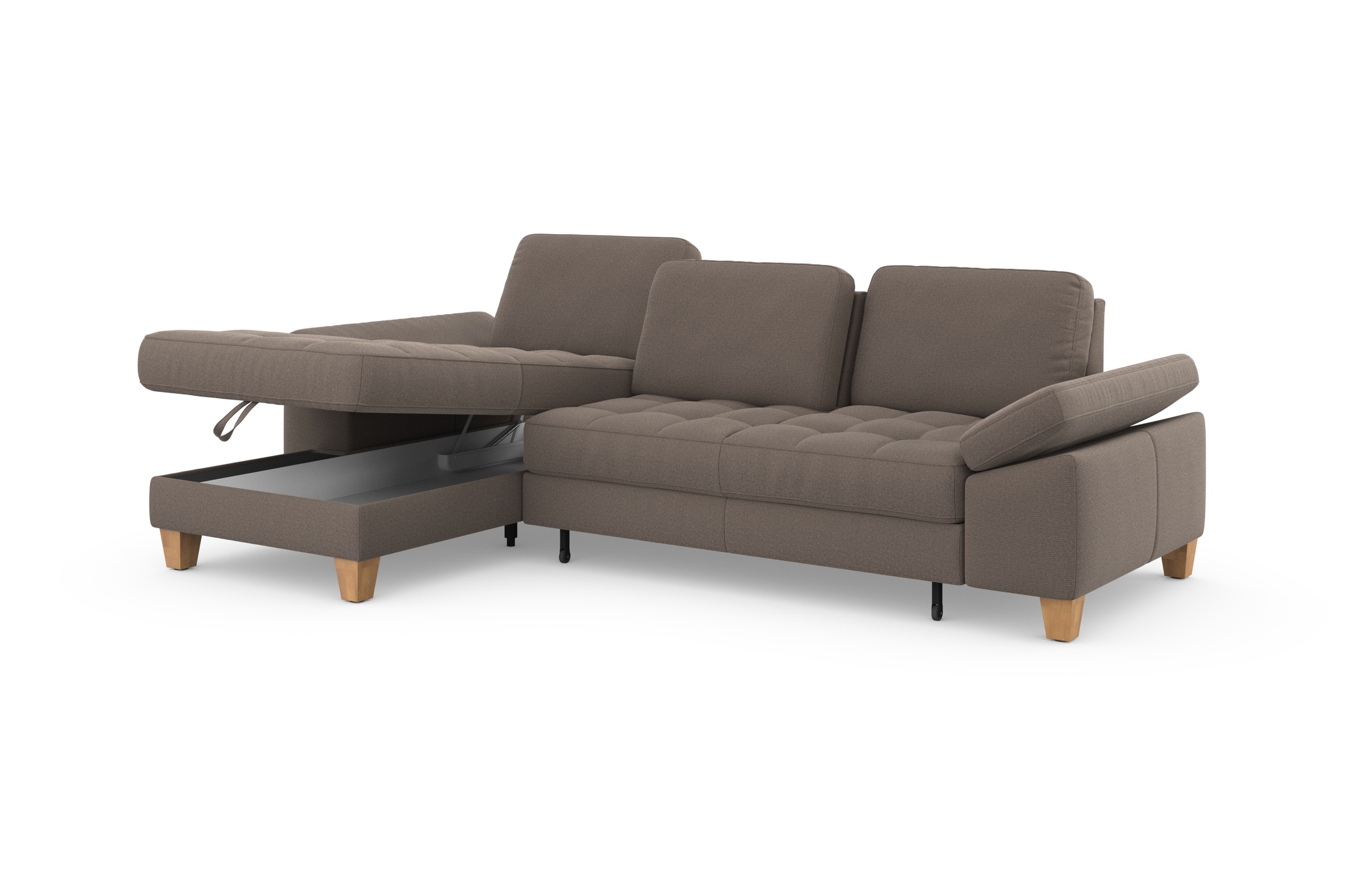 sit&more Ecksofa »Westham L-Form«, mit Recamiere, mit oder ohne Bettfunktion, Bettkasten, Füße Eiche