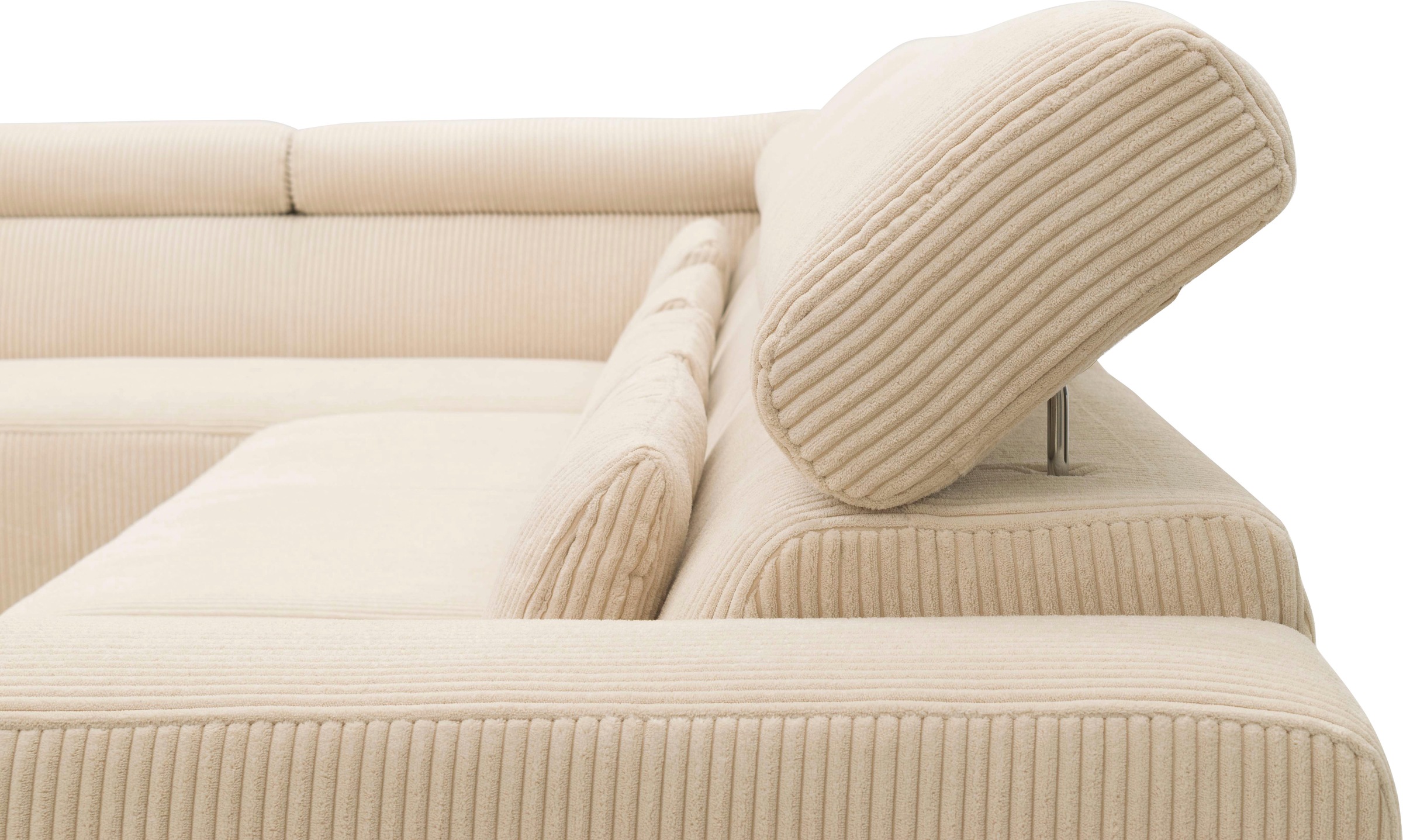 DOMO collection Wohnlandschaft »Brandon viele Bezugsarten, auch in Cord und Leder, incl. Nierenkissen«, mit Kopfteilverstellung, wahlweise Sitztiefenverstellung, U-Form