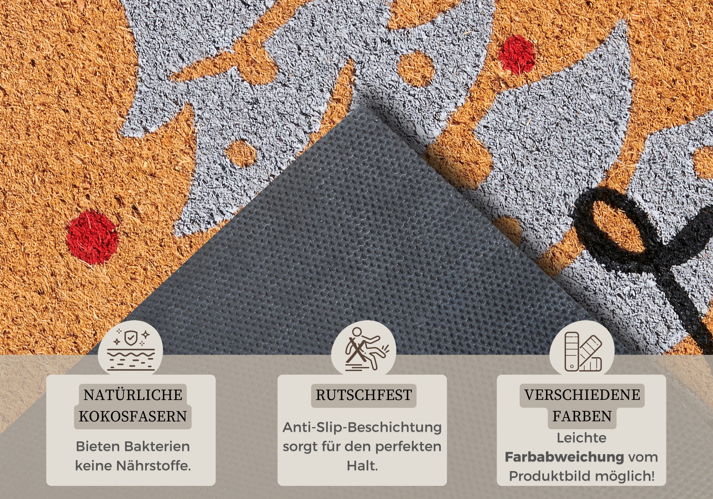 HANSE Home Fußmatte »Kokos Silver Christmas Gifts, Türmatte«, rechteckig, 15 mm Höhe, Schmutzfangmatte, Rutschfest, Outdoor, Weihnachten, Kokosmatte, Flur