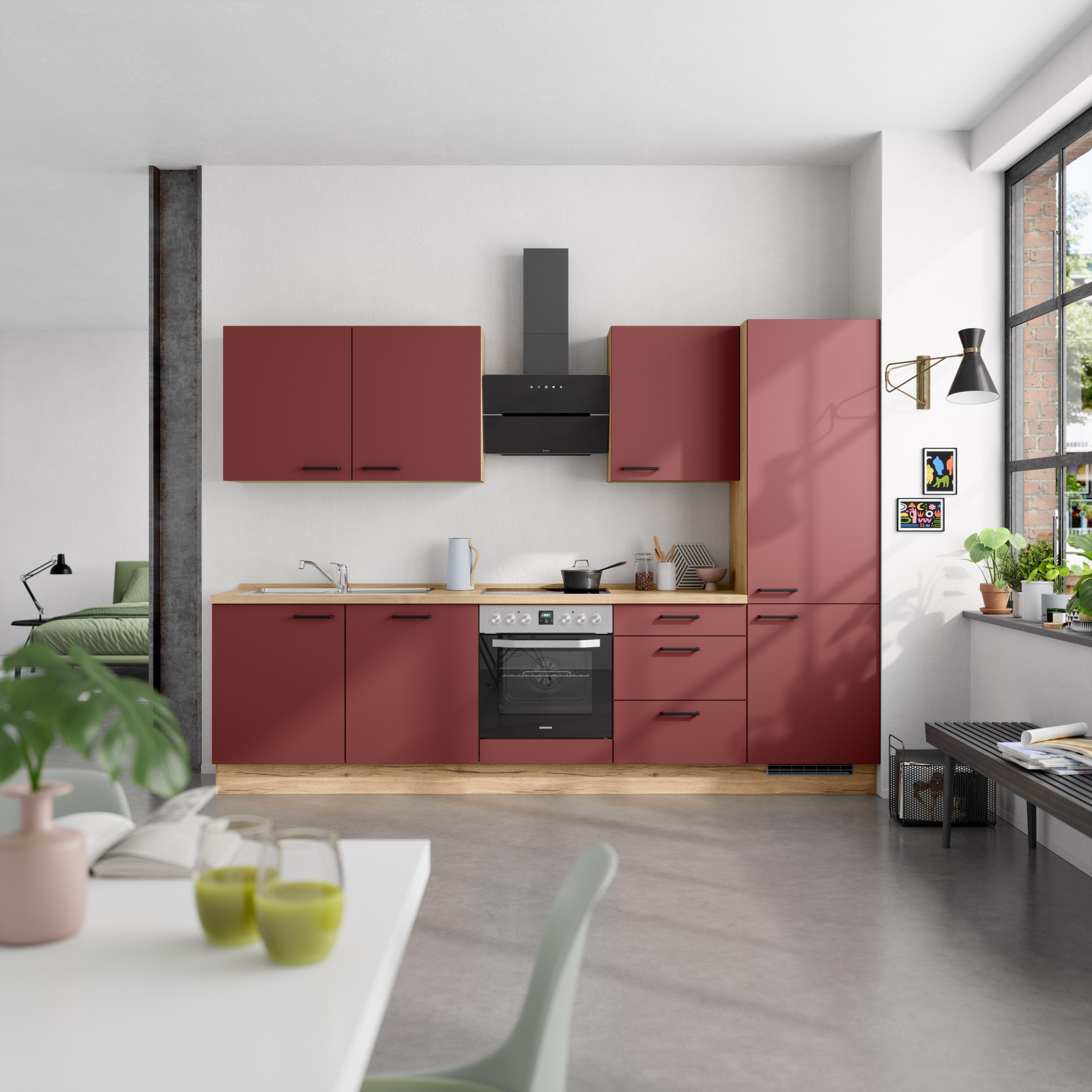 nobilia® Küchenzeile »"Easytouch II", NEU: individuell anpassbar mit gratis Profi-Beratung« vormontiert, Breite 300 cm, Ausrichtung wählbar, wahlw. mit E-Geräten