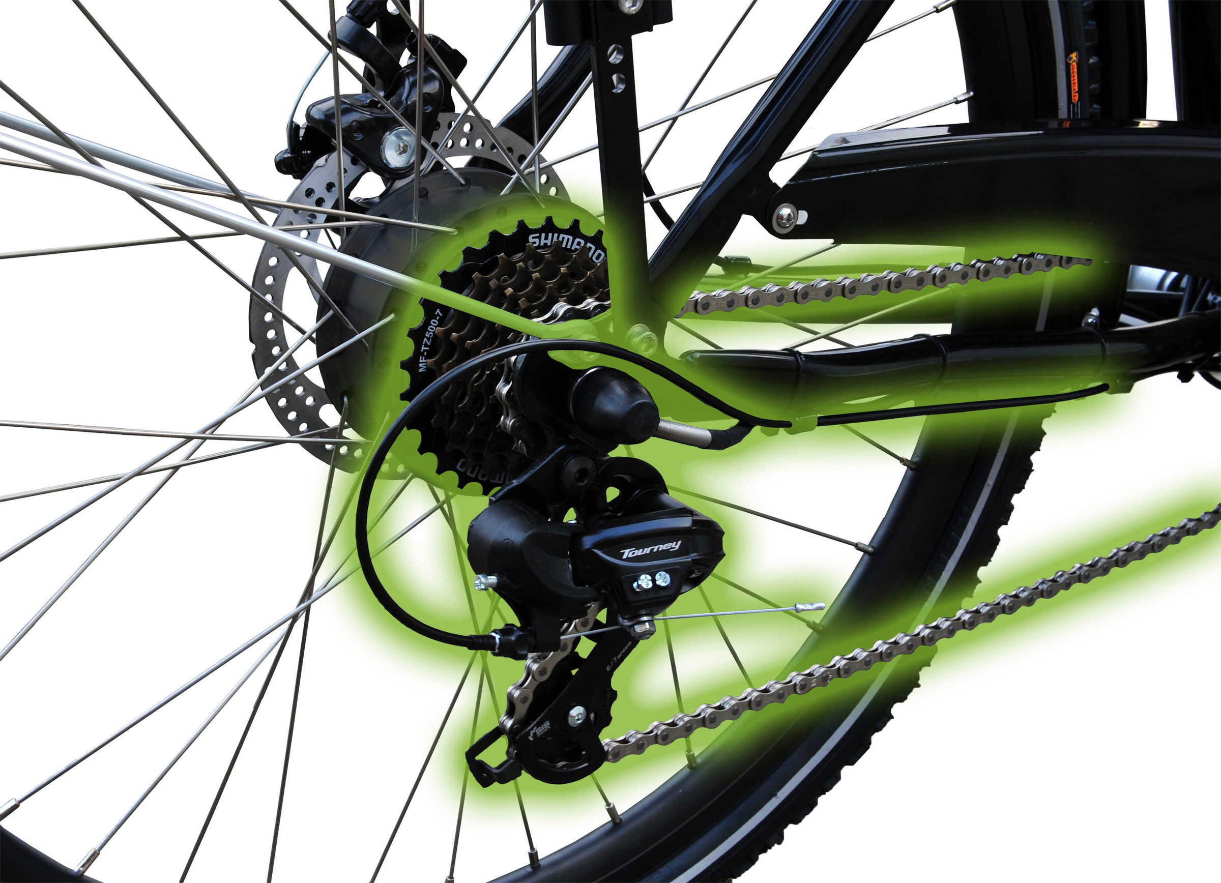 SachsenRad »T1« 7 Gang Shimano Shimano 7-Gang-Kettenschaltung Schaltwerk Kettenschaltung Heckmotor 250 W Alarmanlage, Holz-Transportbox, Mitgelieferte Regenabdeckung