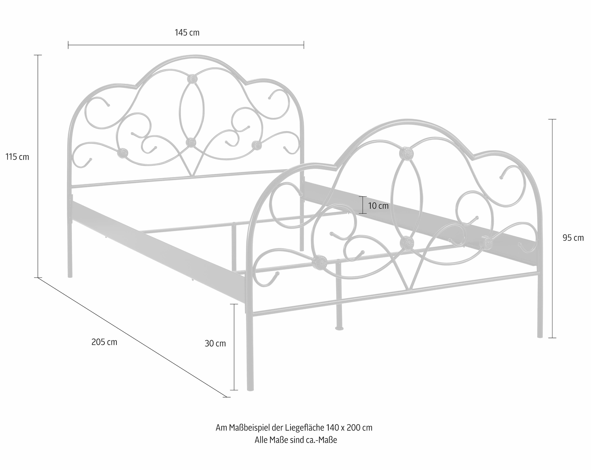 Home affaire Metallbett »TOPSELLER!«, mit aufwendiger Verzierung, romantischer Stil