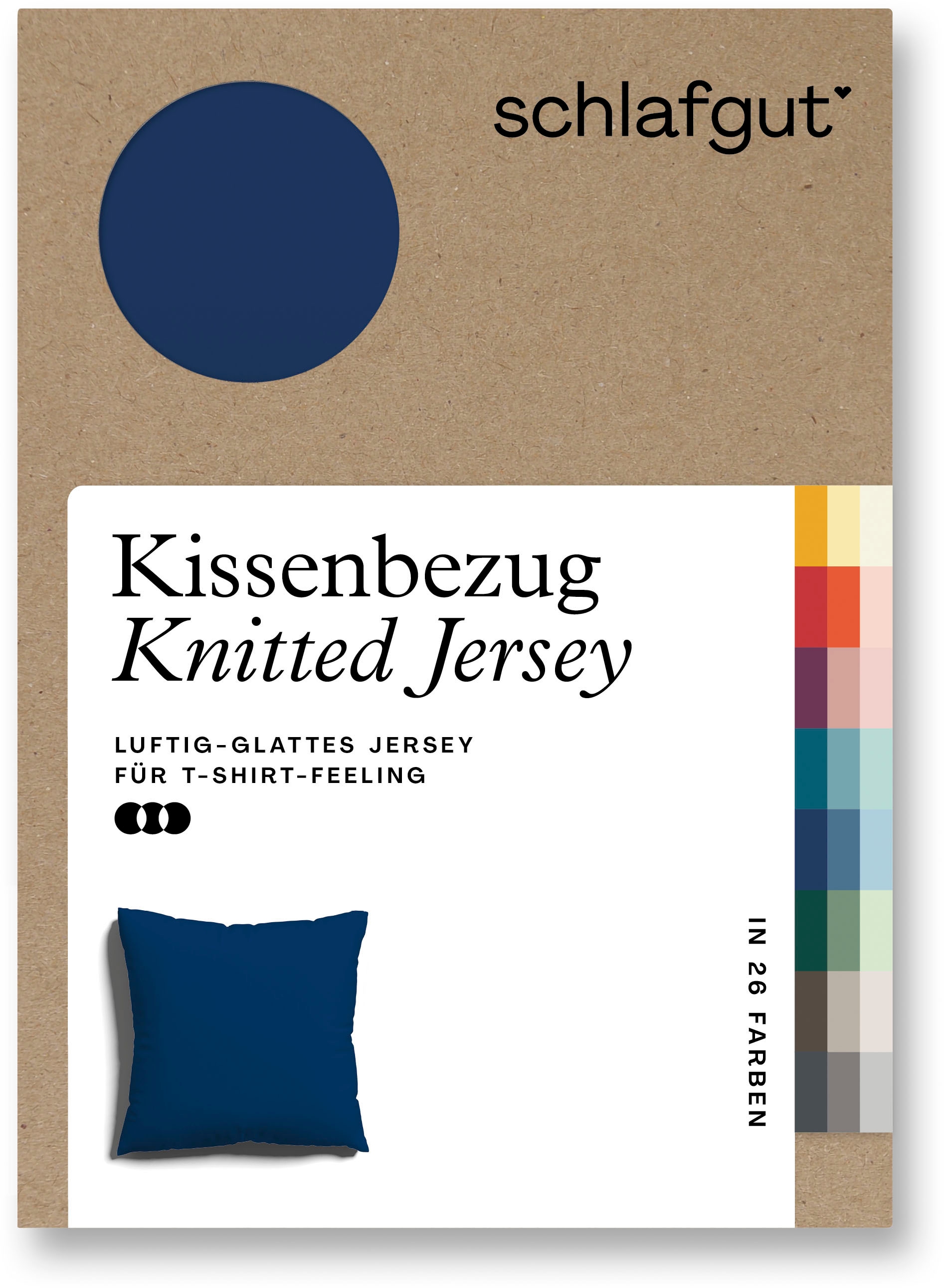 Schlafgut Kissenbezug »Knitted Jersey aus Bio-Baumwolle mit Elasthan, bügelfrei,«, (1 St.), besonders fein gestrickt, Kissenhülle mit farbigem Reißverschluss