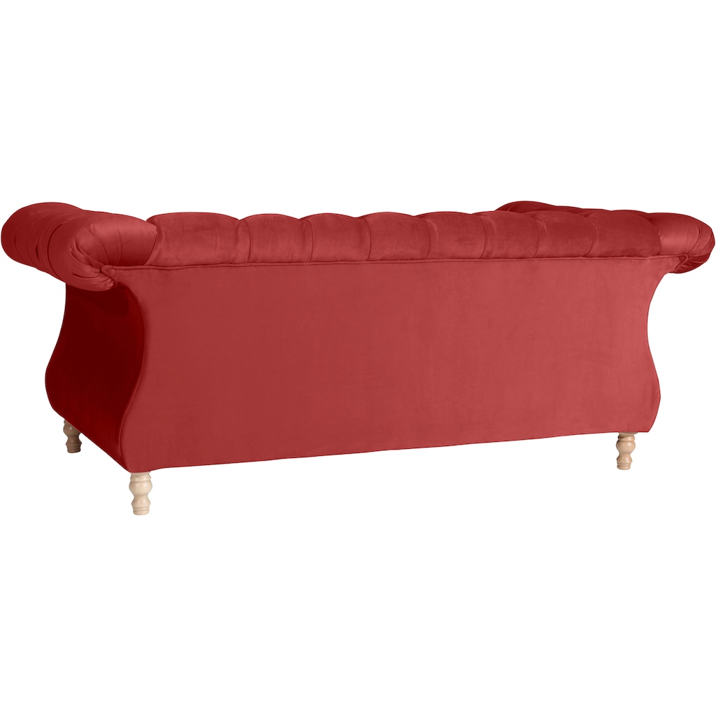 Max Winzer® Chesterfield-Sofa »Isabelle«, mit Knopfheftung & gedrechselten Füßen in Buche natur, Breite 200 cm