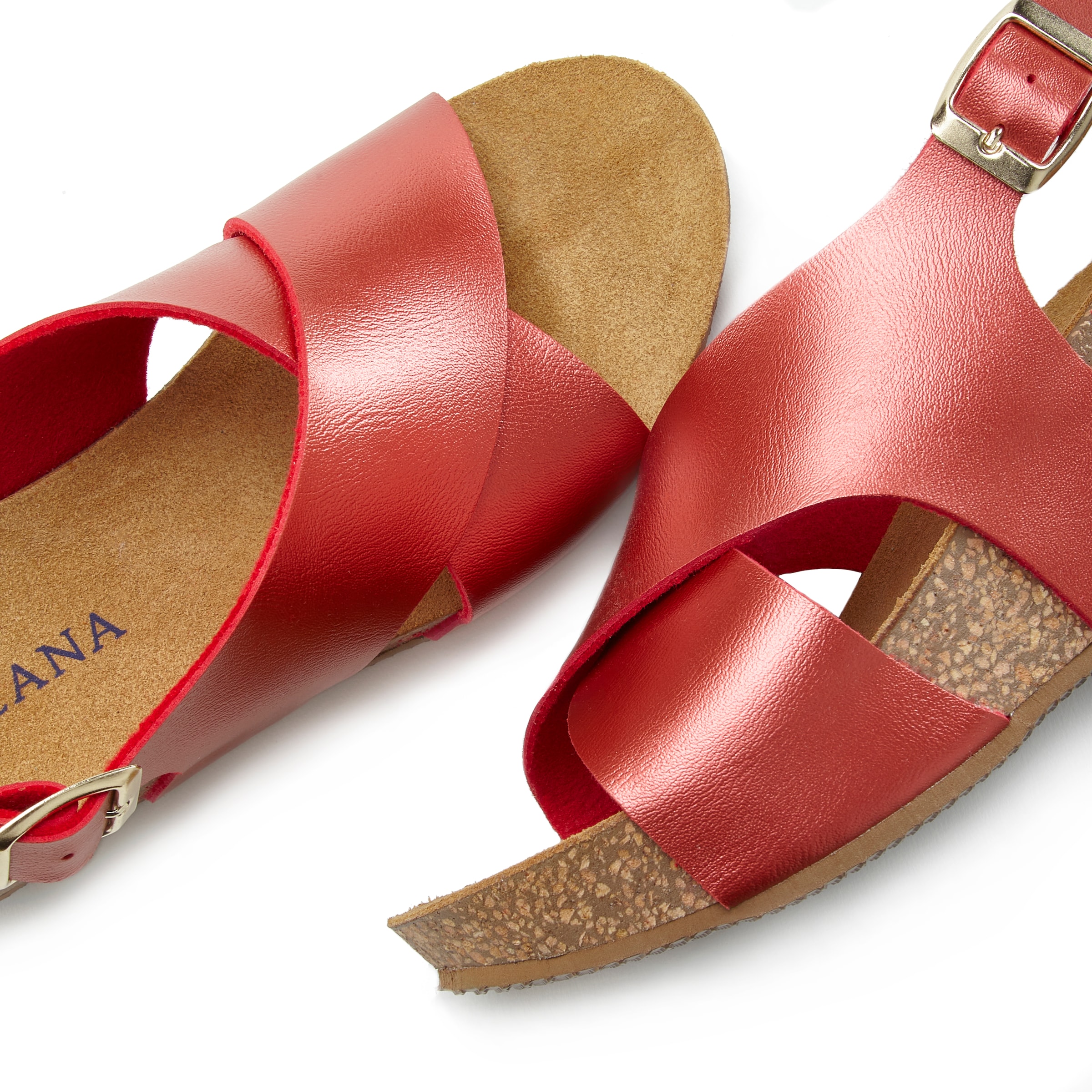 LASCANA Sandalette »Sommerschuh«, Sommerschuh mit Keilabsatz und Korkfußbett