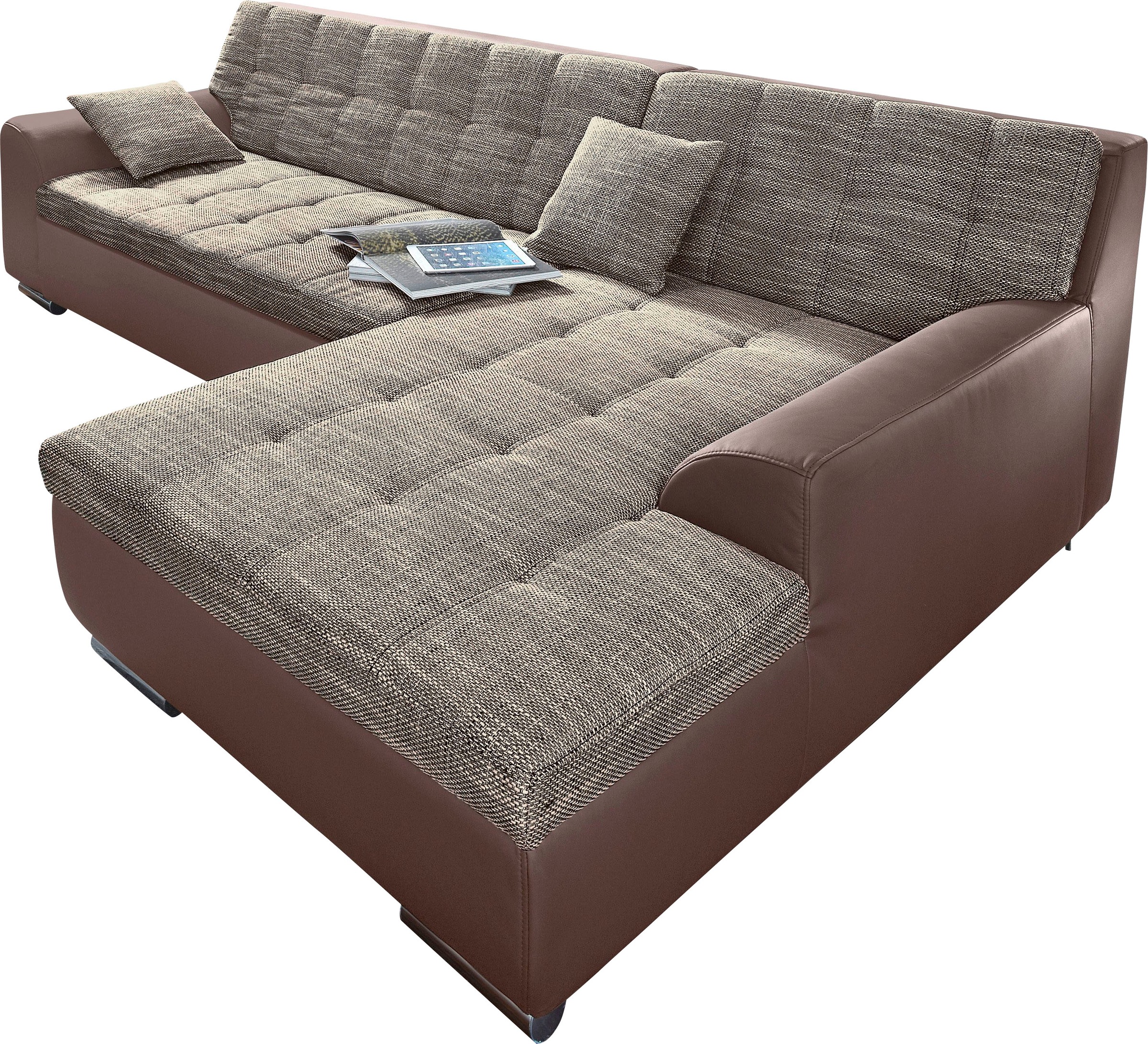 DOMO collection Ecksofa Treviso, wahlweise mit Bettfunktion, incl. Zierkiss günstig online kaufen