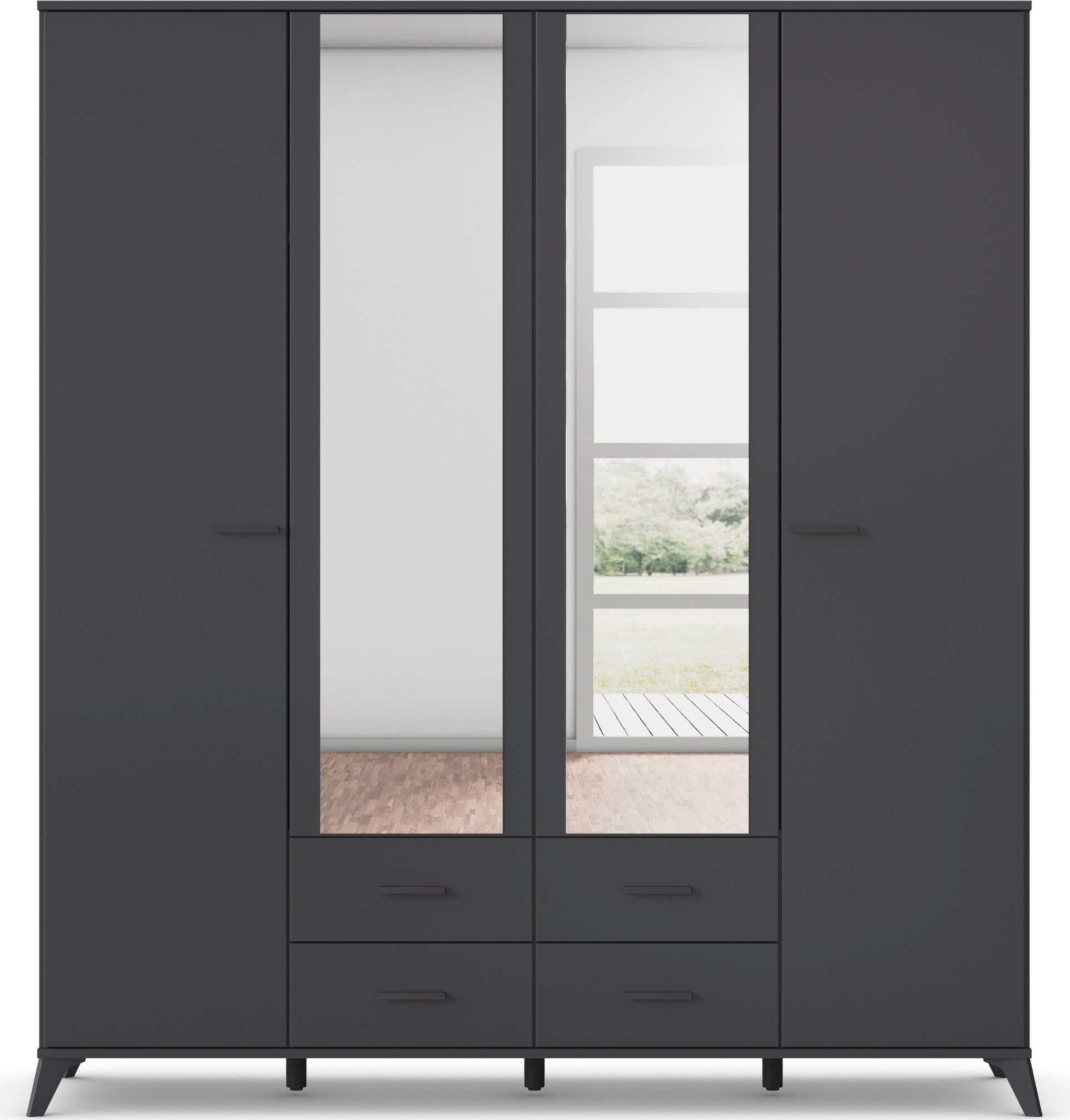 rauch Drehtürenschrank "Lucena" mit schräg ausgestellten Füßen im Monochrom günstig online kaufen