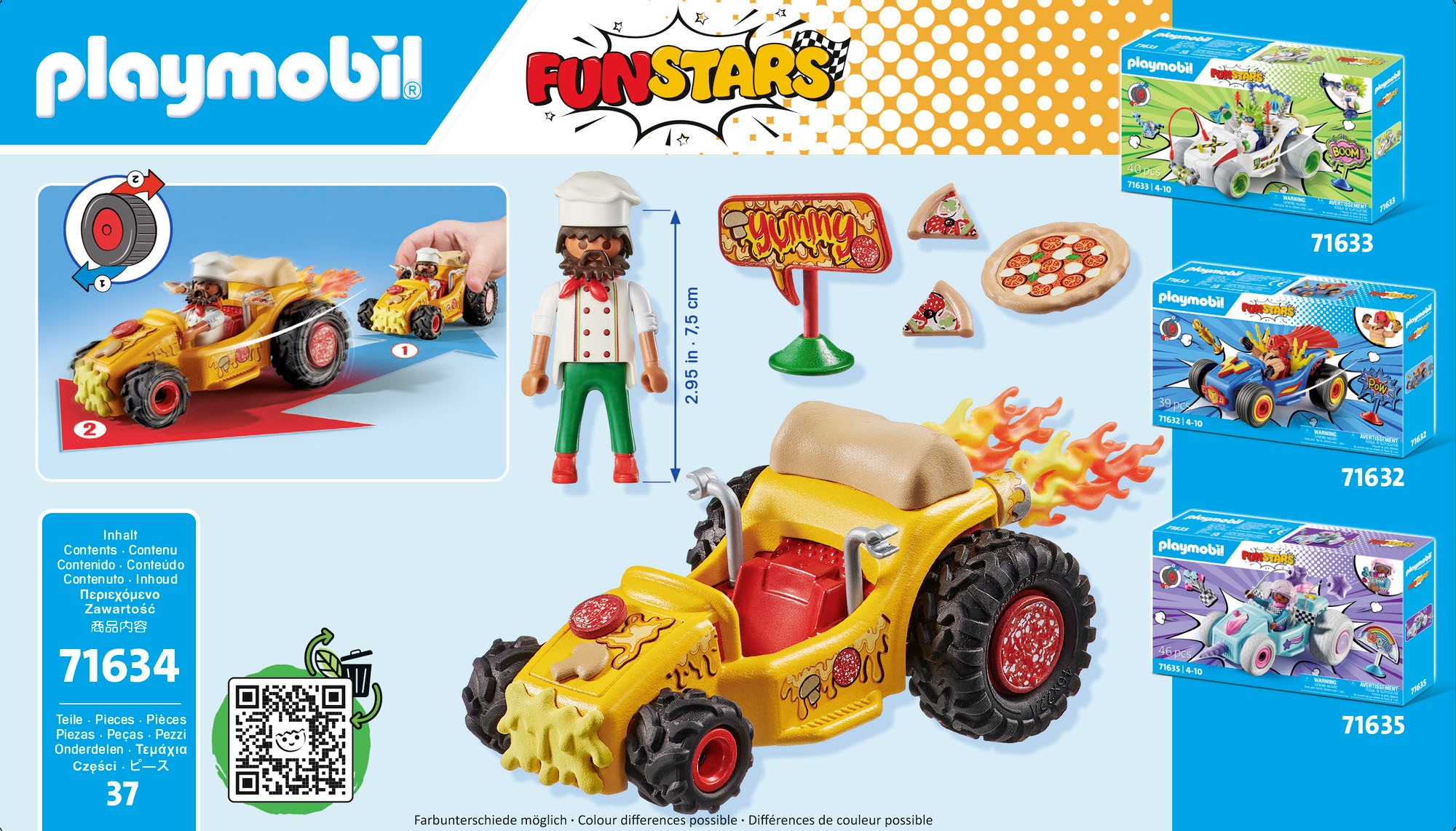Playmobil® Konstruktions-Spielset »Rasende Pizza (71634), Funstars«, (37 St.), Made in Europe