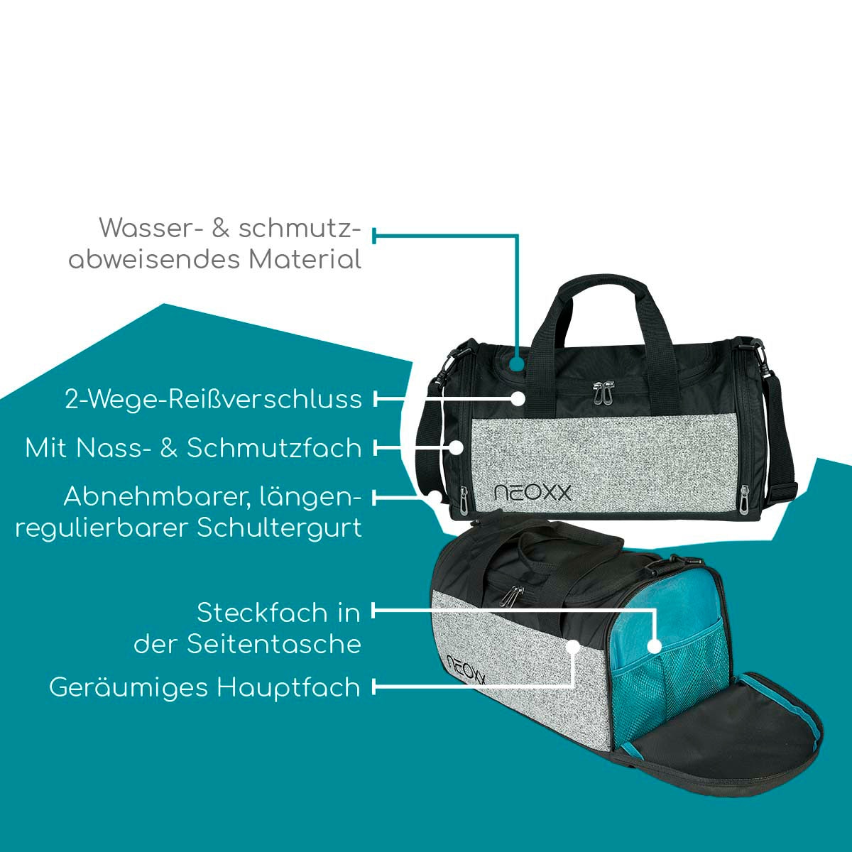 neoxx Schulrucksack »Wool the World Rucksack & Sporttasche«, Reflektorflächen, aus recycelten PET-Flaschen