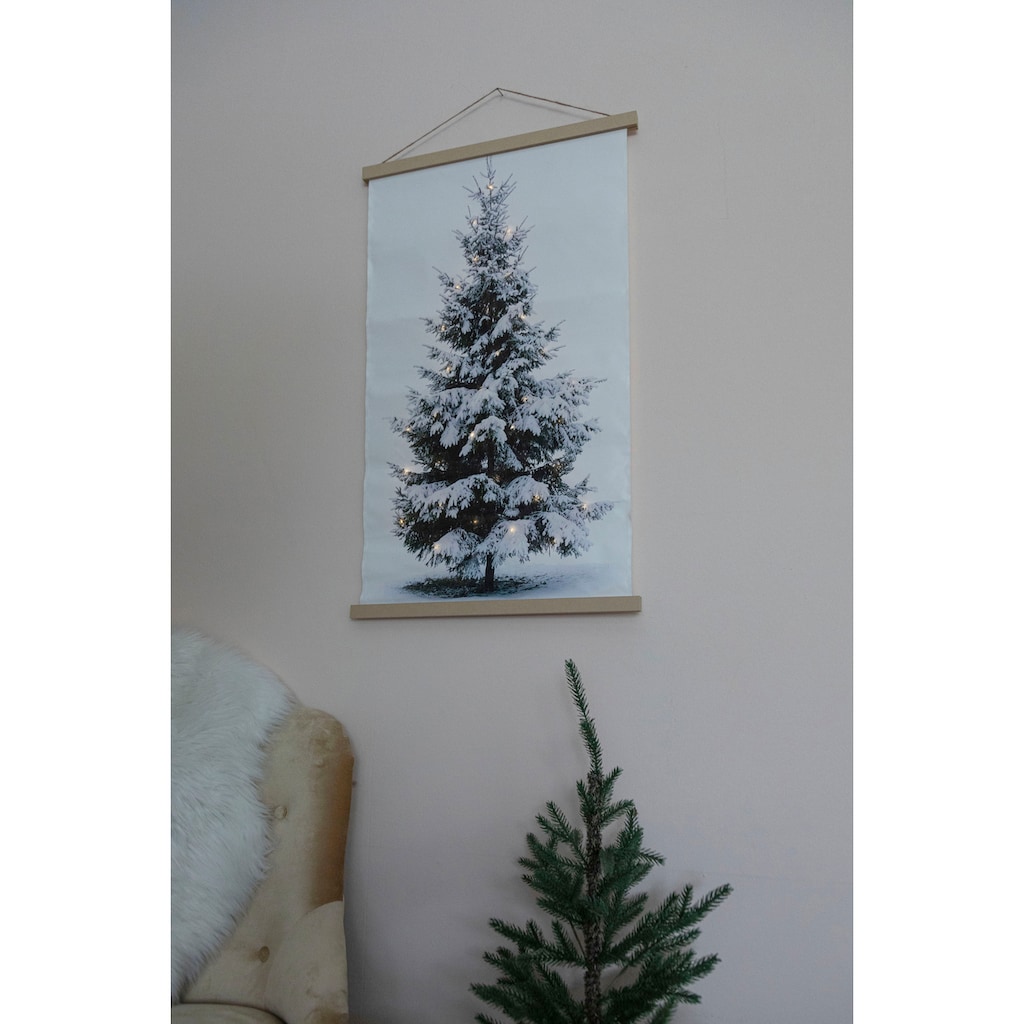 Myflair Möbel & Accessoires LED-Bild »Wandbehang Tannenbaum, mit LED-Beleuchtung, Weihnachtsdeko«, (1 St.)
