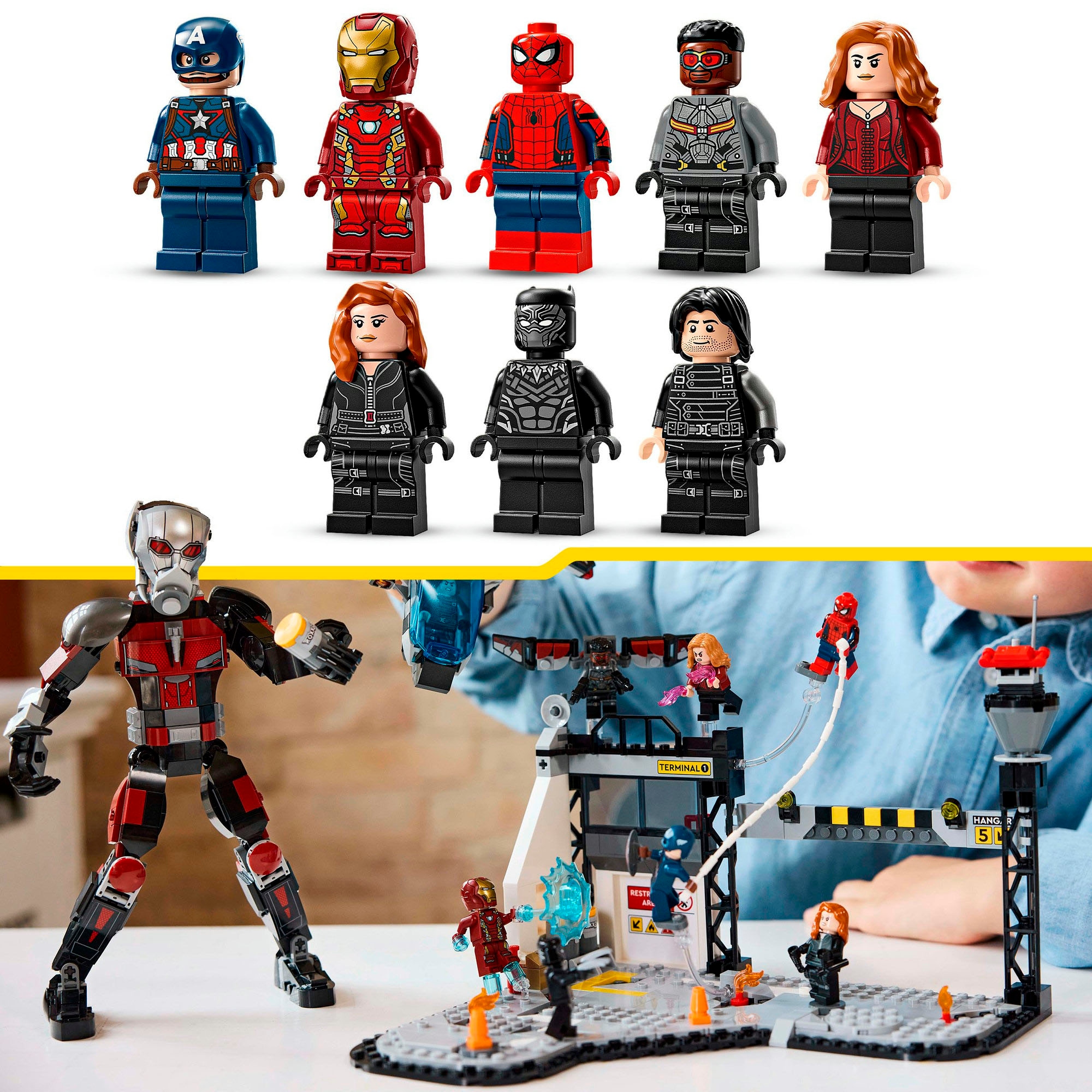 LEGO® Konstruktionsspielsteine »Captain America: Civil War Actionduell (76314), LEGO Super Heroes«, (736 St.), Made in Europe