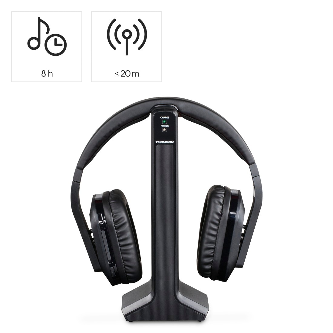 Thomson Funk-Kopfhörer »Funkkopfhörer mit Ladestation für TV, PC oder Hi-Fi-Anlage, Over-Ear«, 8 Stunden Akkulaufzeit, analoge und digitale Eingänge, rauschfrei