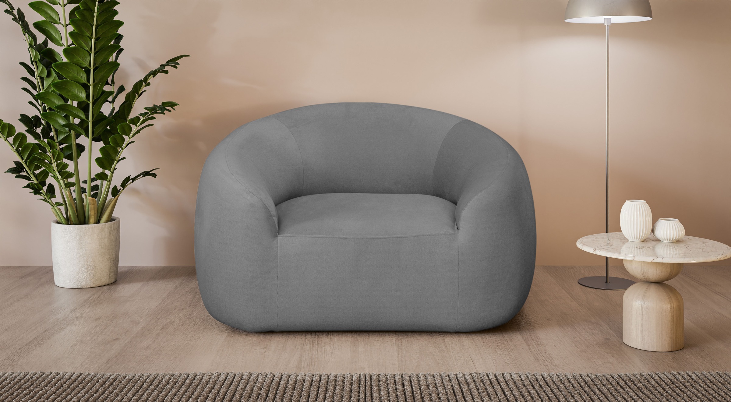 LeGer Home by Lena Gercke Sessel »YANI Relaxsessel, Loungesessel, Maße B/T/H: 127/96/76 cm«, organische Form, mit Wellenunterfederung, auch in Bouclé