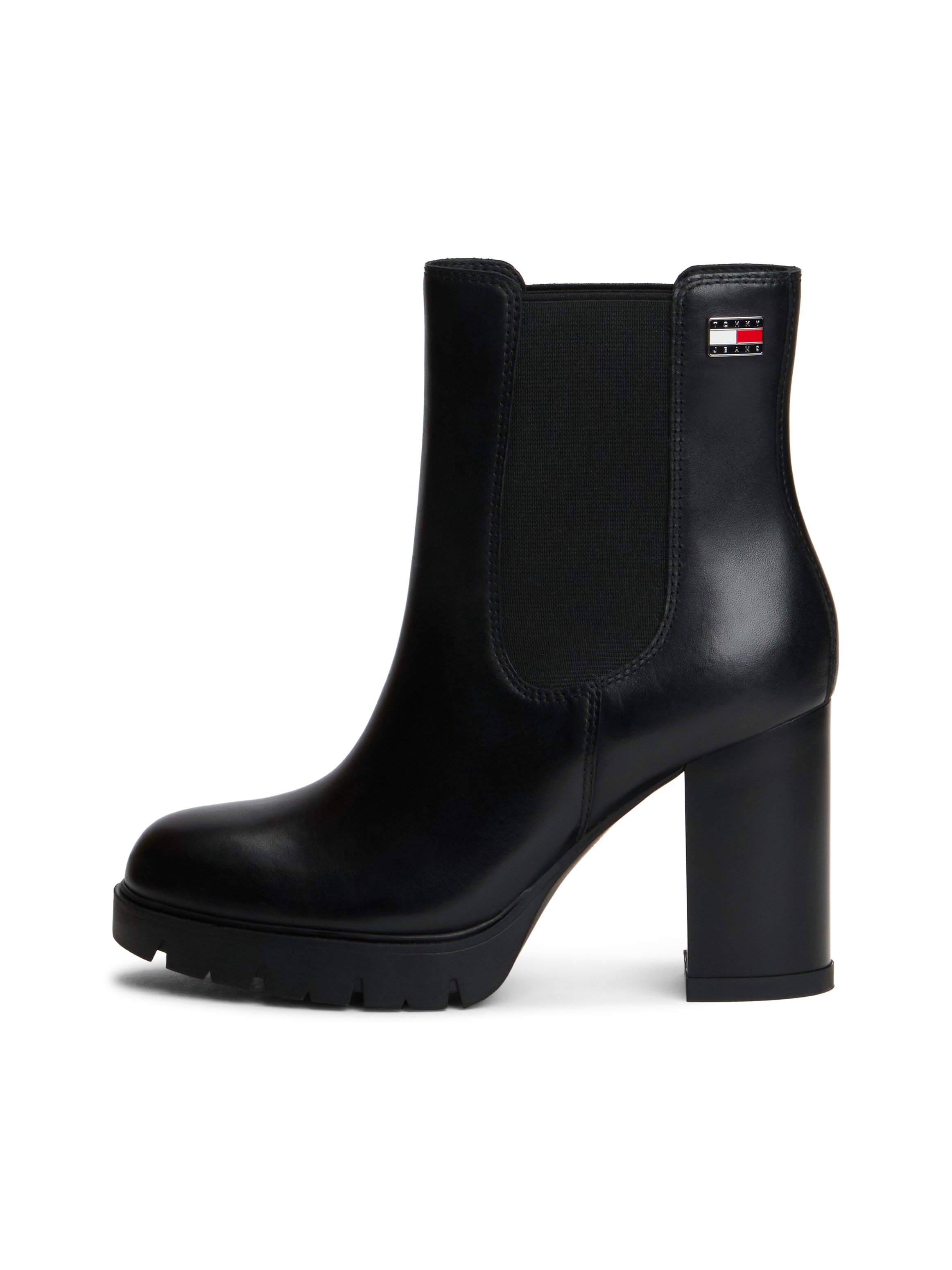 Tommy Jeans Chelseaboots »TJW CHELSEA HIGH HEEL BOOTS«  Ankle Boots, Plateaustiefeletten mit Stretcheinsatz und Logoflagge