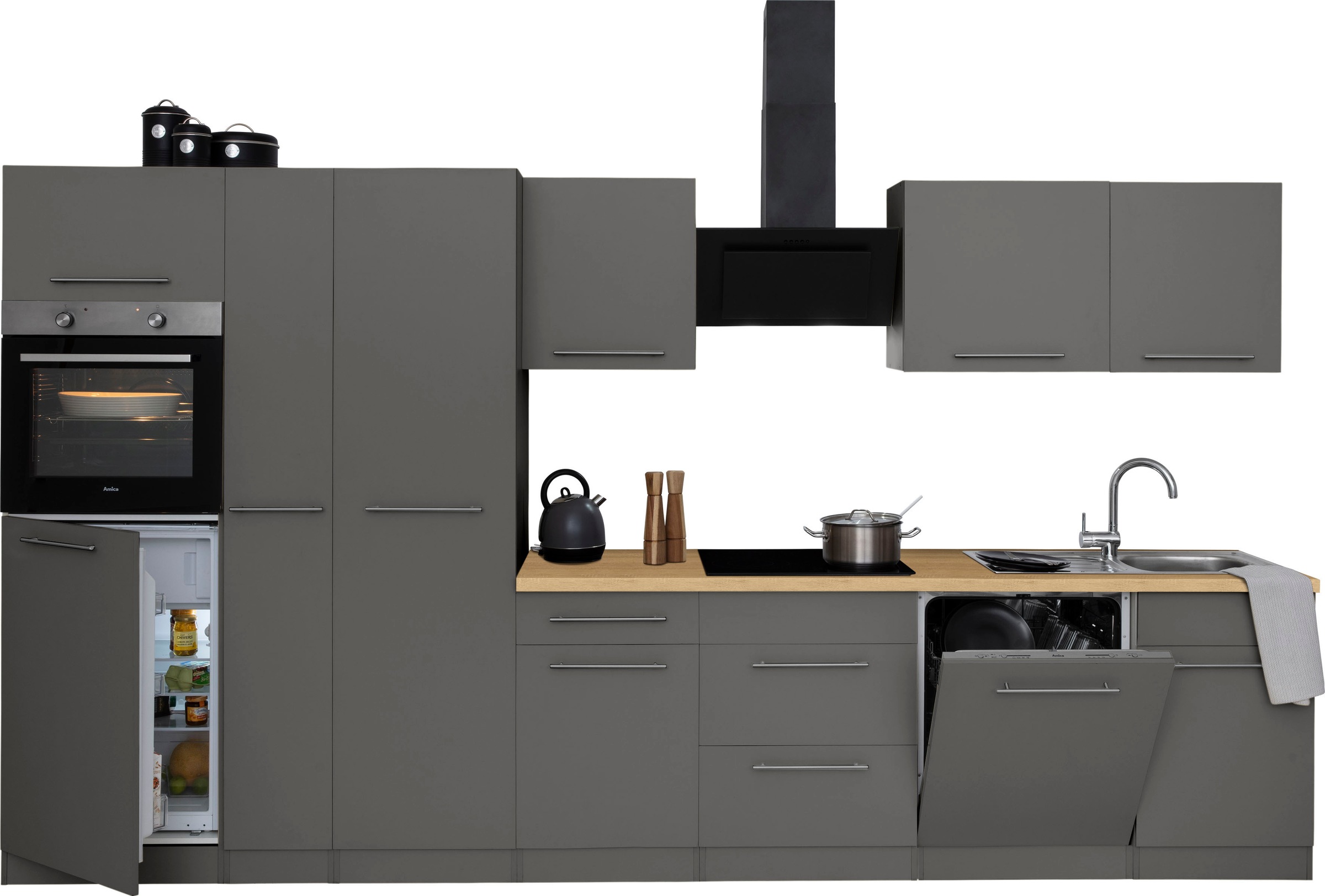 wiho Küchen Küchenzeile »Unna«, mit E-Geräten, Breite 360 cm